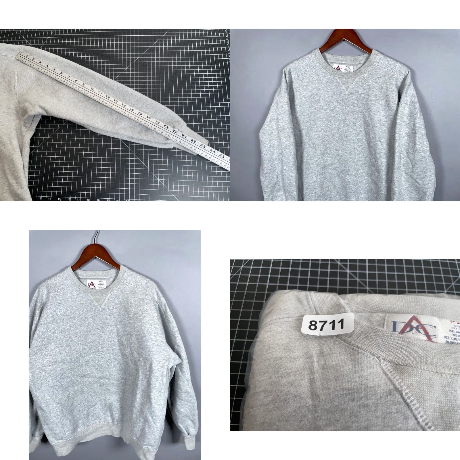 Vintage VTG Heavyweight Crewneck Sweatshirt Adult 2XL Tall Gray Cotton Polyester Fleece Solid 90s Retro Pullover Mens Size US XXL / EU 58 / 5 - 8 Thumbnail
