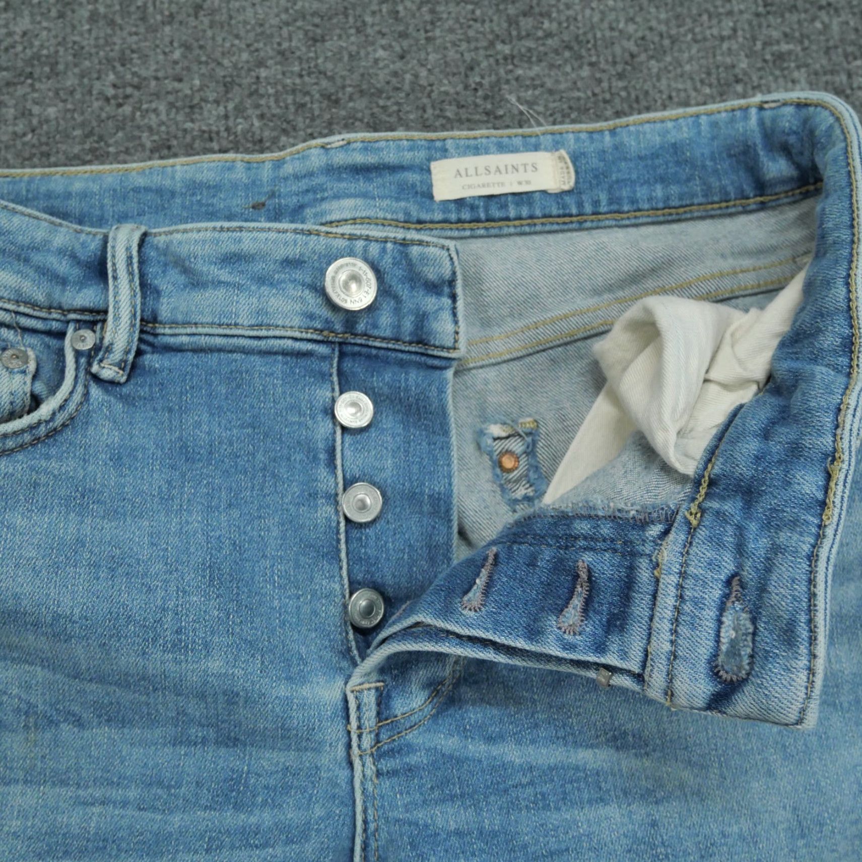 Allsaints AllSaints Jeans Womens 30 Blue Denim Pants Cropped Distressed Button Fly Skinny Regular Size 24" / US 00 / IT 34 - 5 Thumbnail