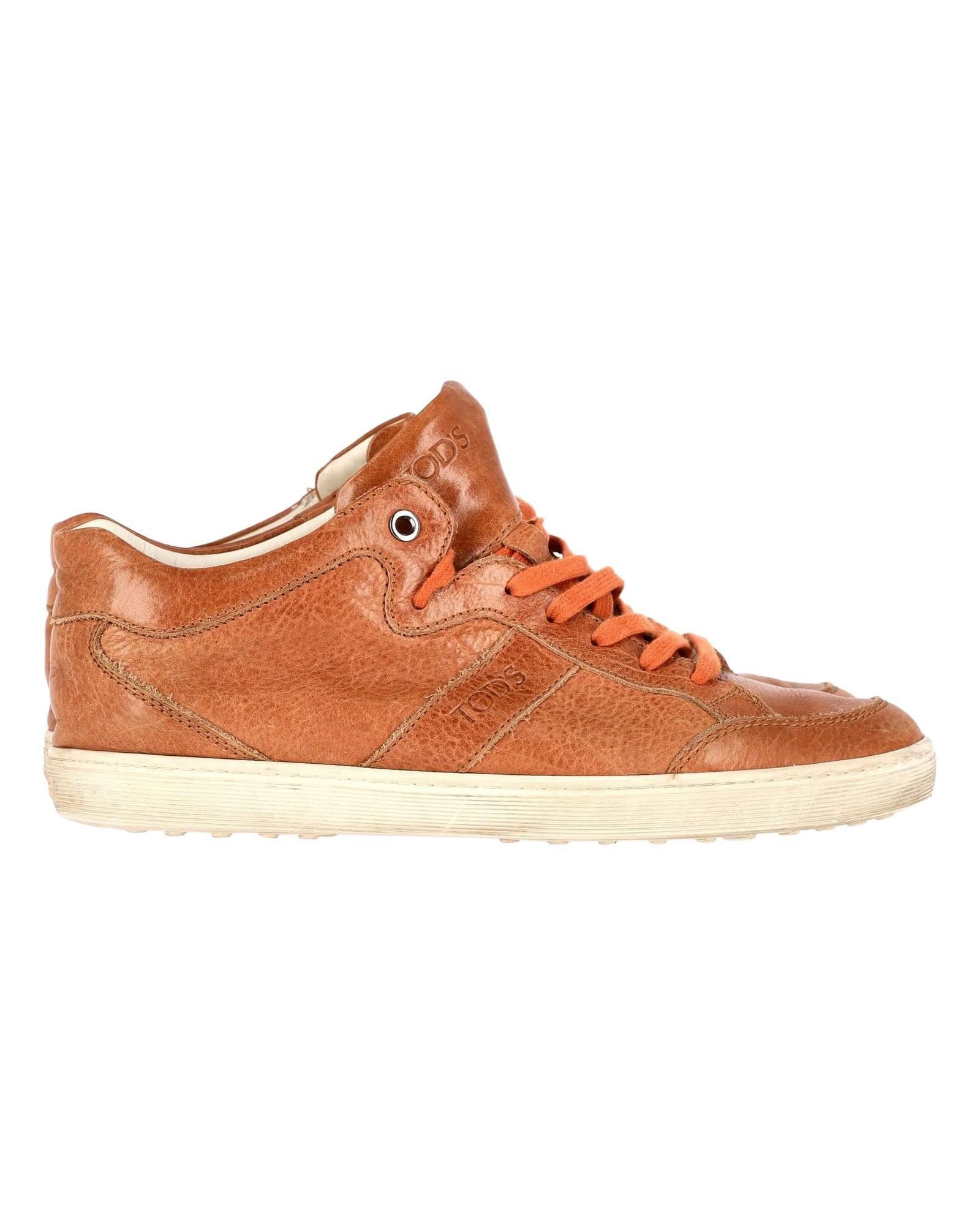image of Tods Brown Leather Low Top Sneakers, Women's (Size 11)