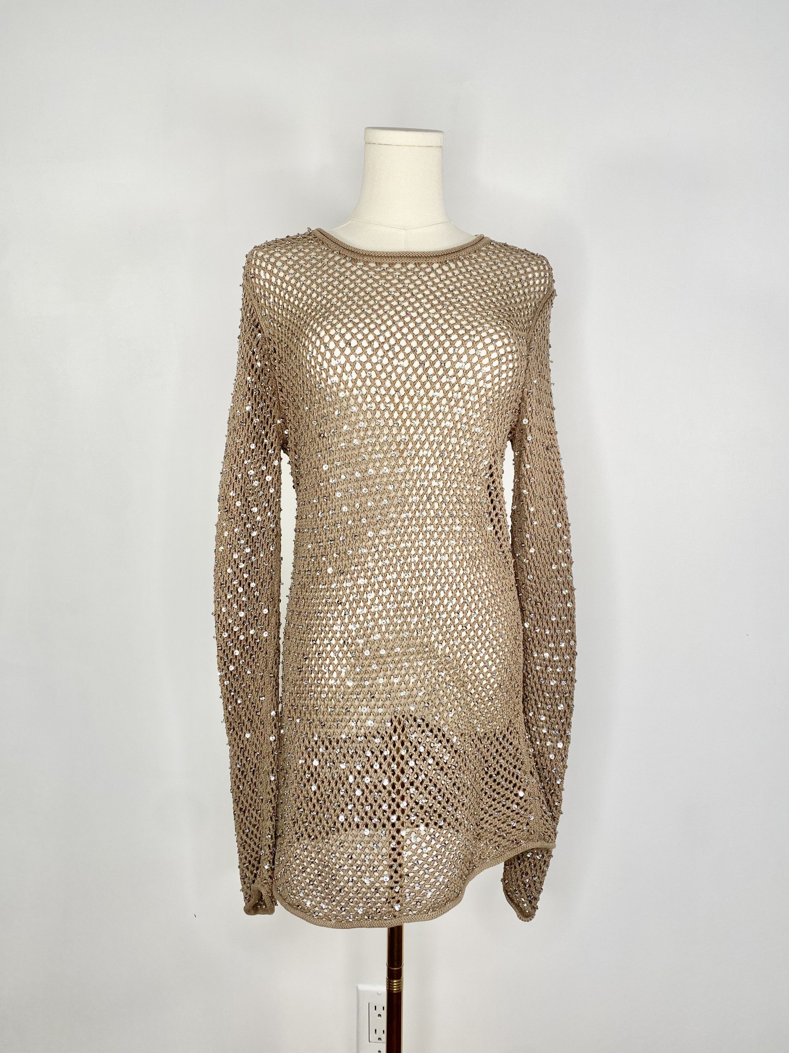 Michael Kors Michael Kors - Brown Crochet Large Knit Sweater Dress Size L / US 10 / IT 46 - 1 Thumbnail
