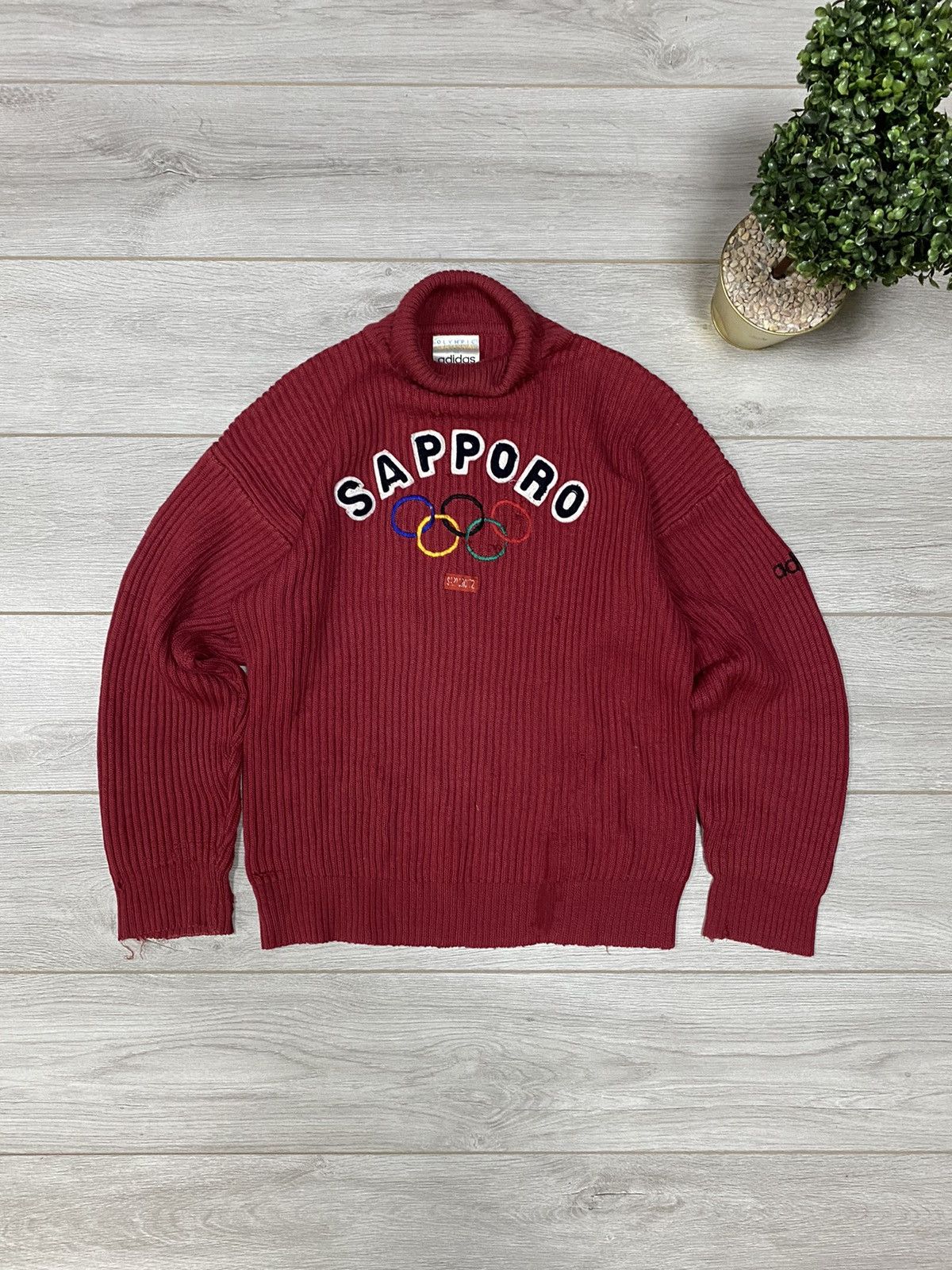 Vintage Adidas Sapporo Olympic vintage wool turtle neck sweater Size US M / EU 48-50 / 2 - 1 Thumbnail