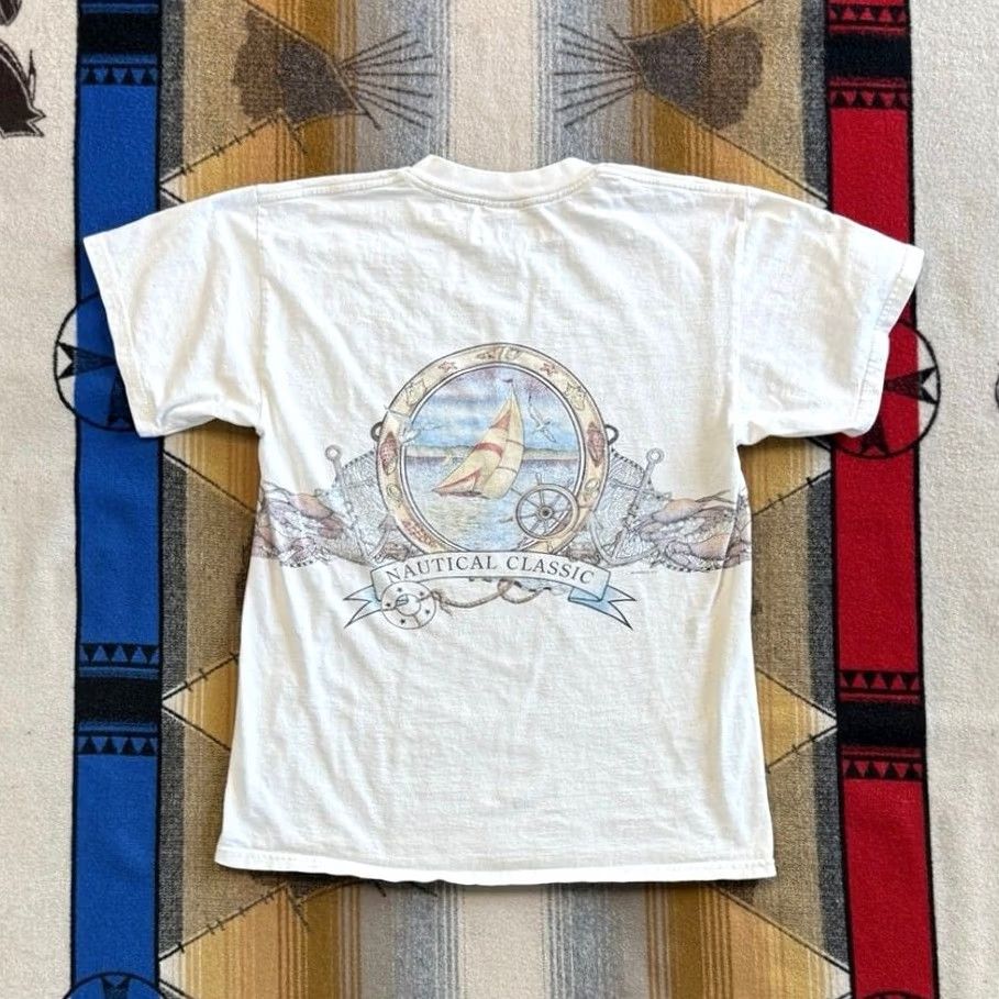 Tultex VINTAGE Florida Sailboat Wrap Around Print T-Shirt Size Medium Mens 90s Outdoor Size US M / EU 48-50 / 2 - 2 Thumbnail