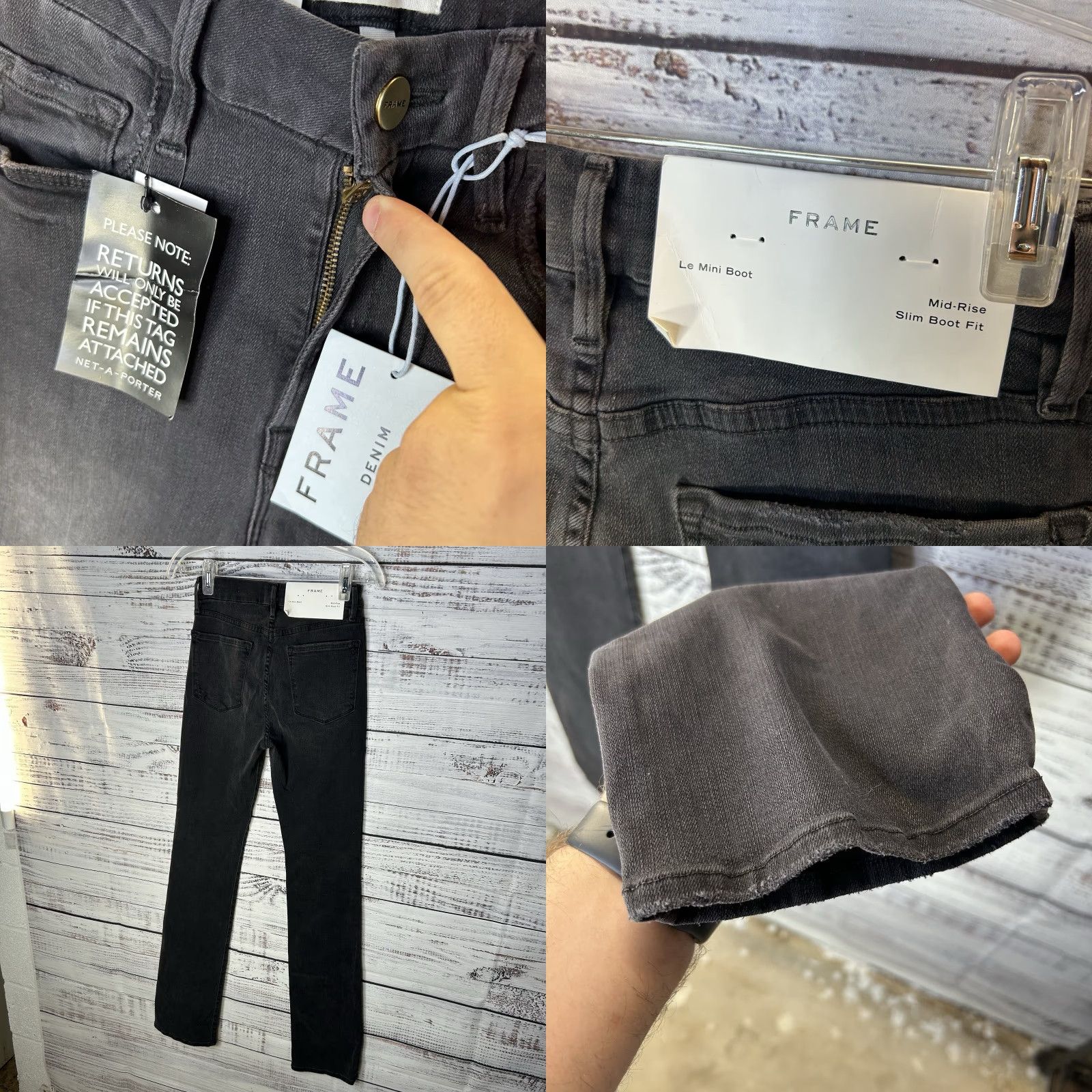 Frame FRAME Le Mini Boot Mid-Rise Slim Fit Bootcut Jeans 27 Black Cotton Blend 34 Inseam Womens Jeans FRAME DenIM Le Mini Boot Size 27" / US 4 / IT 40 - 8 Thumbnail