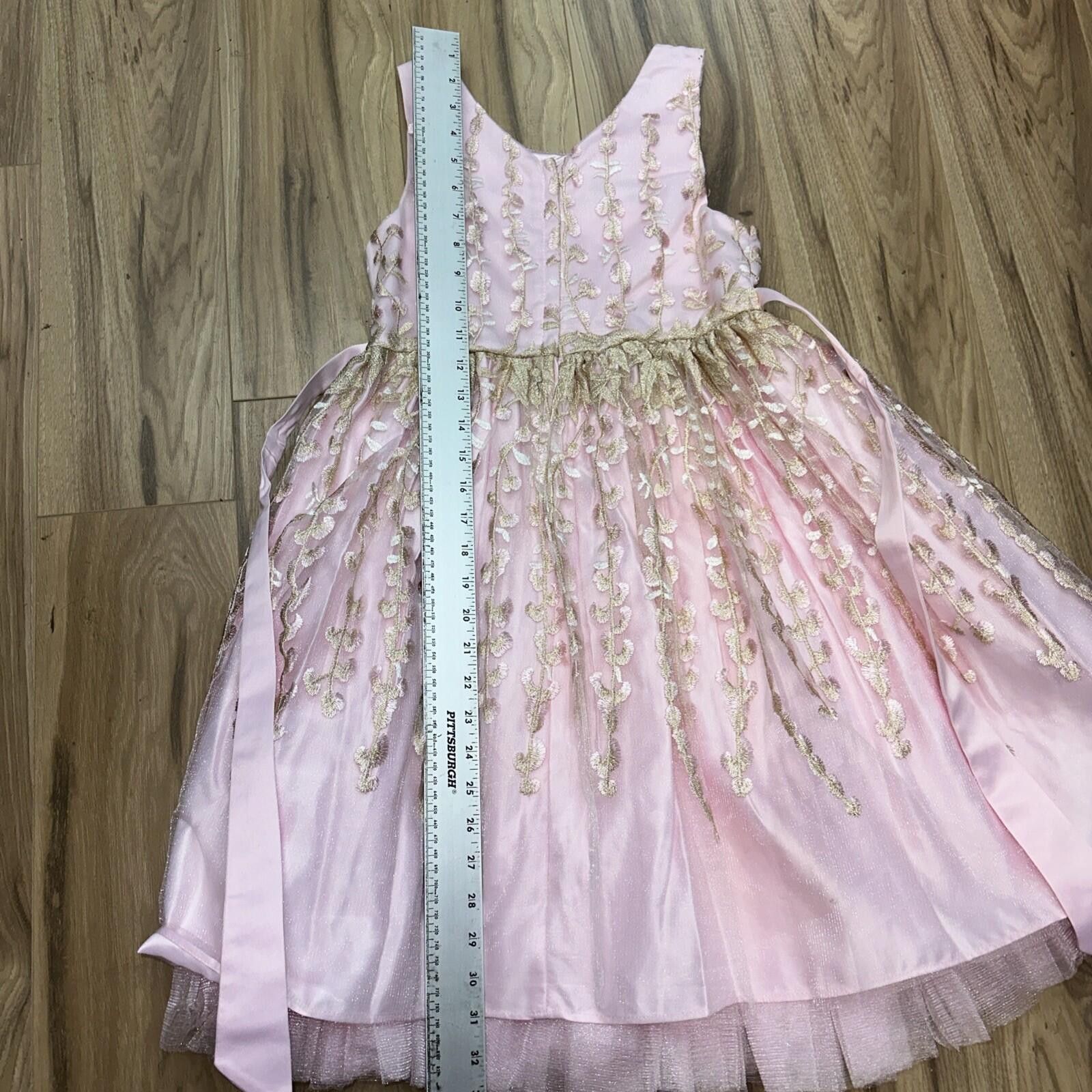 Other Couture Princess Girls Pink Floral Embroidered Dress 10 Size ONE SIZE - 7 Thumbnail
