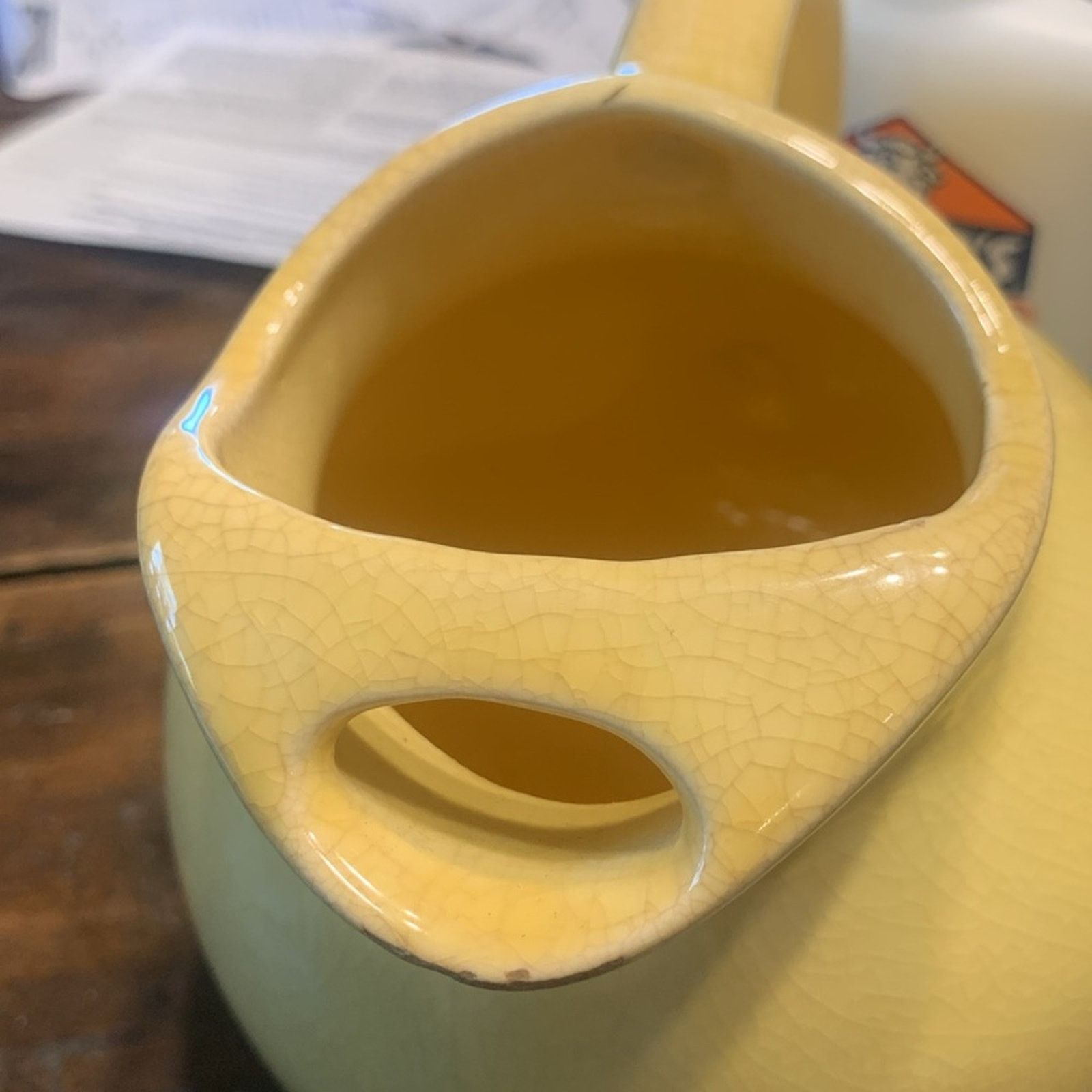 Vintage Retro yellow ceramic pottery ball pitcher with ice lip Size ONE SIZE - 6 Thumbnail