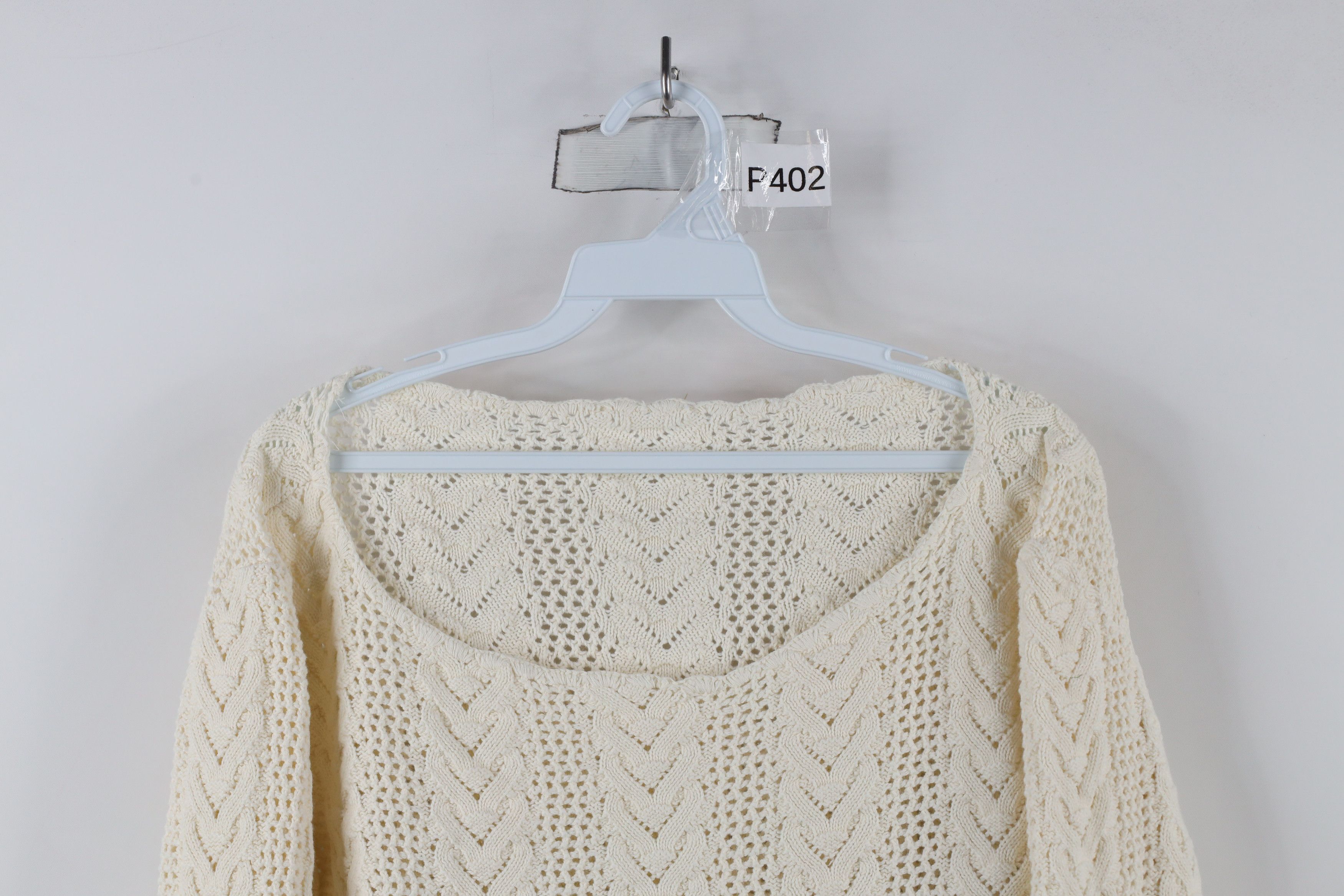 Vintage Vintage 90s Streetwear Fisherman Knit Aran Sweater Cream Size L / US 10 / IT 46 - 2 Thumbnail