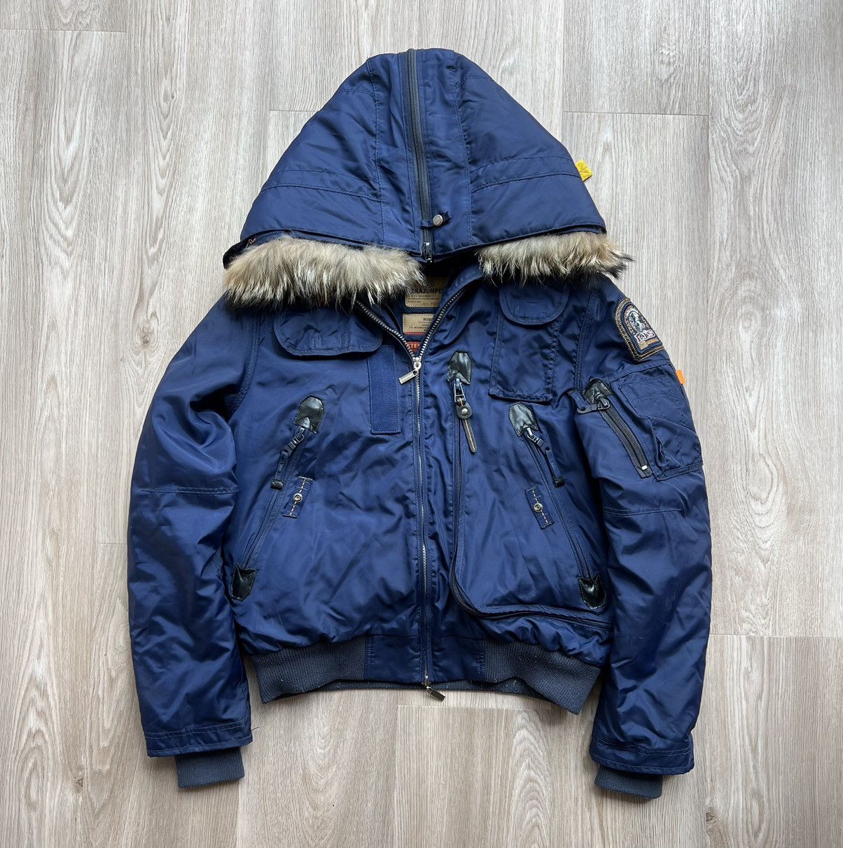 image of Parajumpers 2 In 1 Gobi Bomber Down Jacket in Navy Blue, Men's (Size Medium)