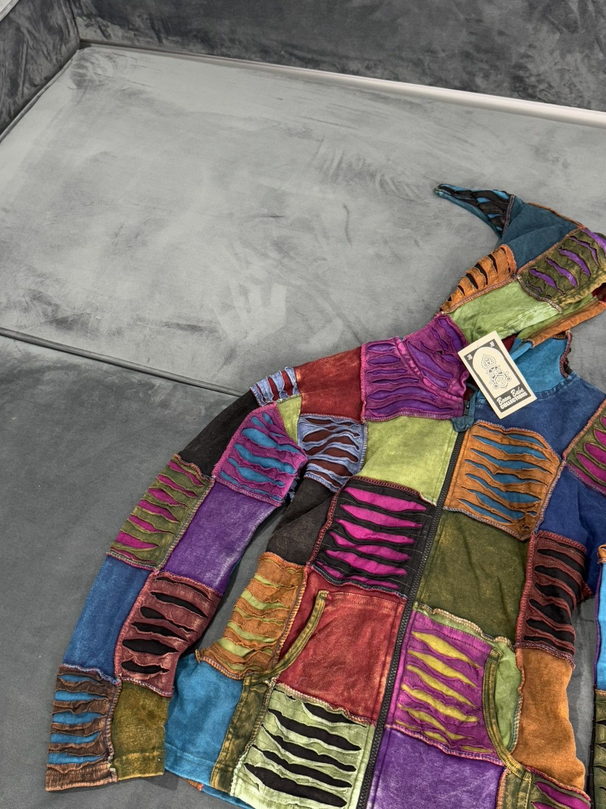 Japanese Brand Patchwork Archival Very Rare Y2K Zip Hoodie