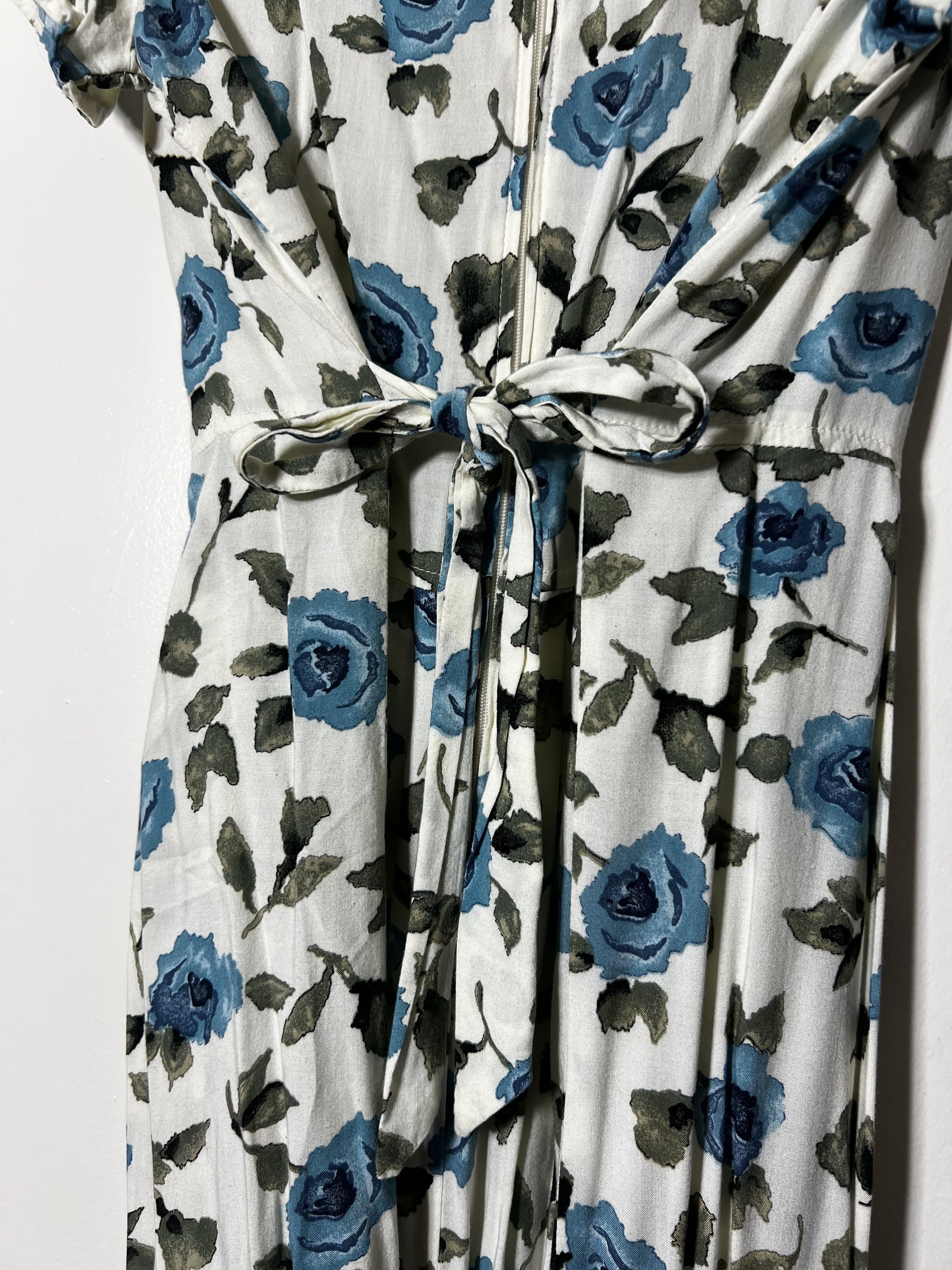 Other × Vintage Vintage 80's R&K Originals White and Blue Floral Maxi Dress Size L / US 10 / IT 46 - 7 Thumbnail