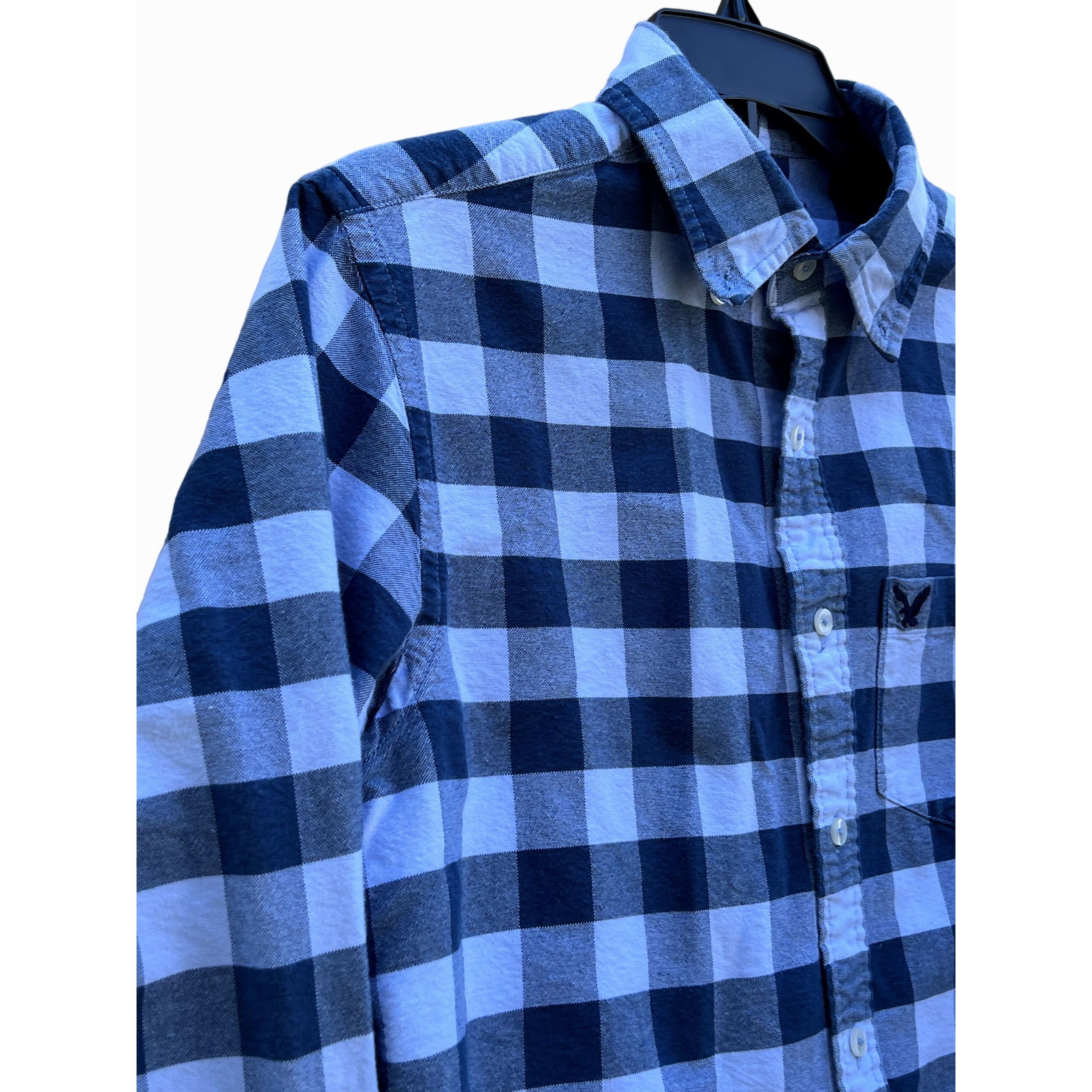 Other American Eagle - Long Sleeve Plaid Men's Shirt - Blue - Extr Size US XS / EU 42 / 0 - 10 Thumbnail