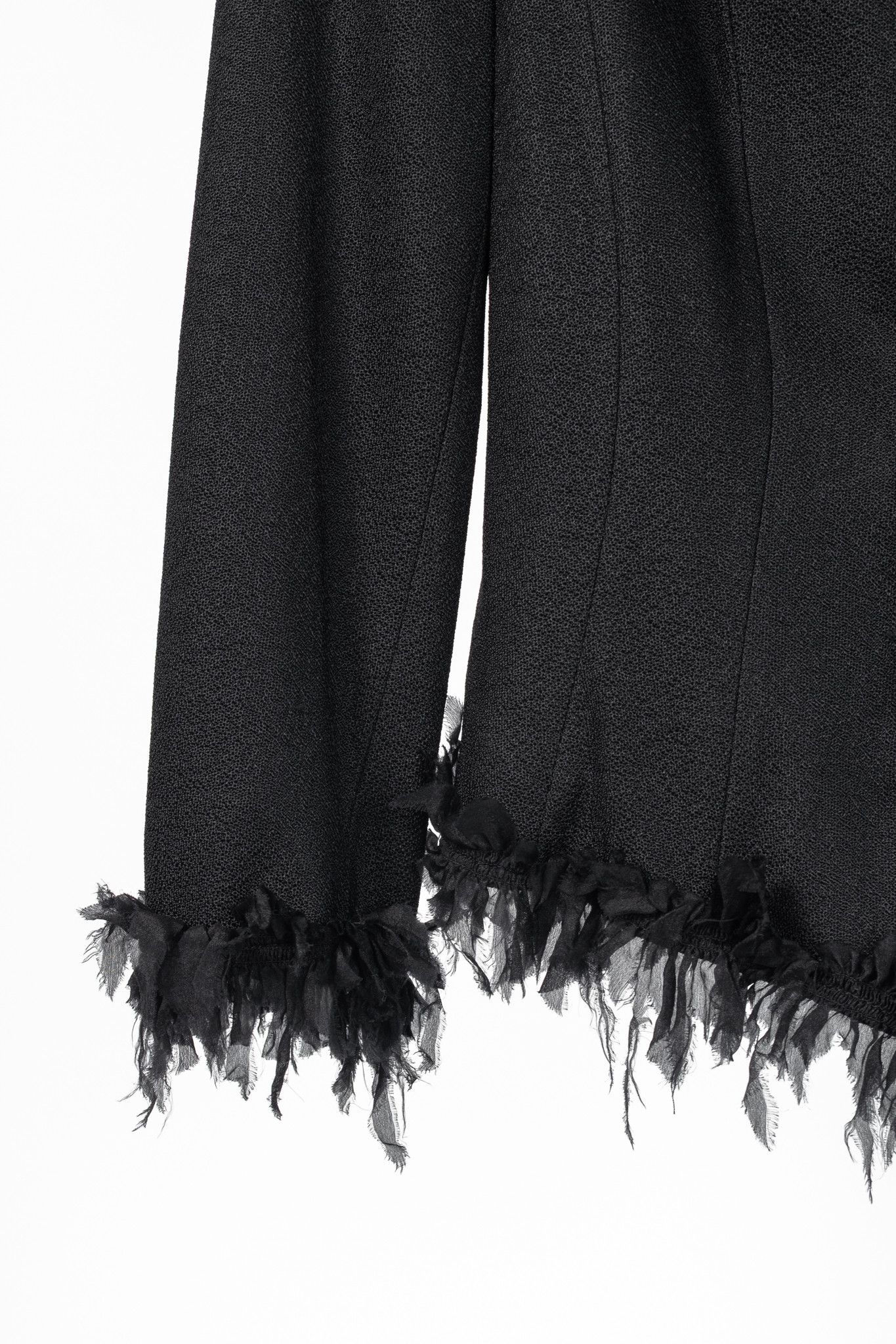 Armani Collezioni Armani Collezioni Black Crepe Silk-Fringe Jacket Size M / US 6-8 / IT 42-44 - 6 Thumbnail