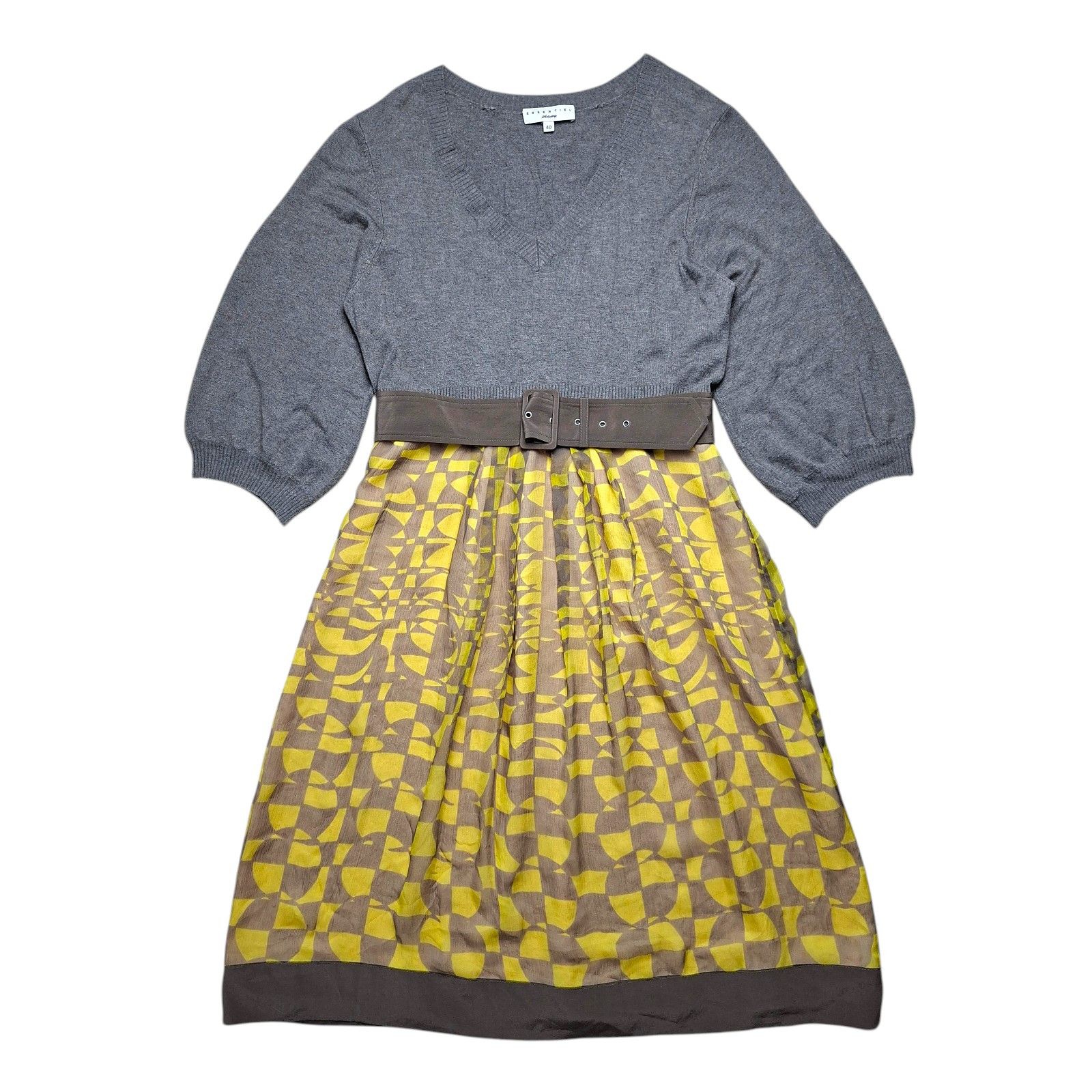 Essentiel Antwerp Essentiel Antwerp Silk Dress 40 M Grey Knit Mixed Media Size M / US 6-8 / IT 42-44 - 1 Thumbnail