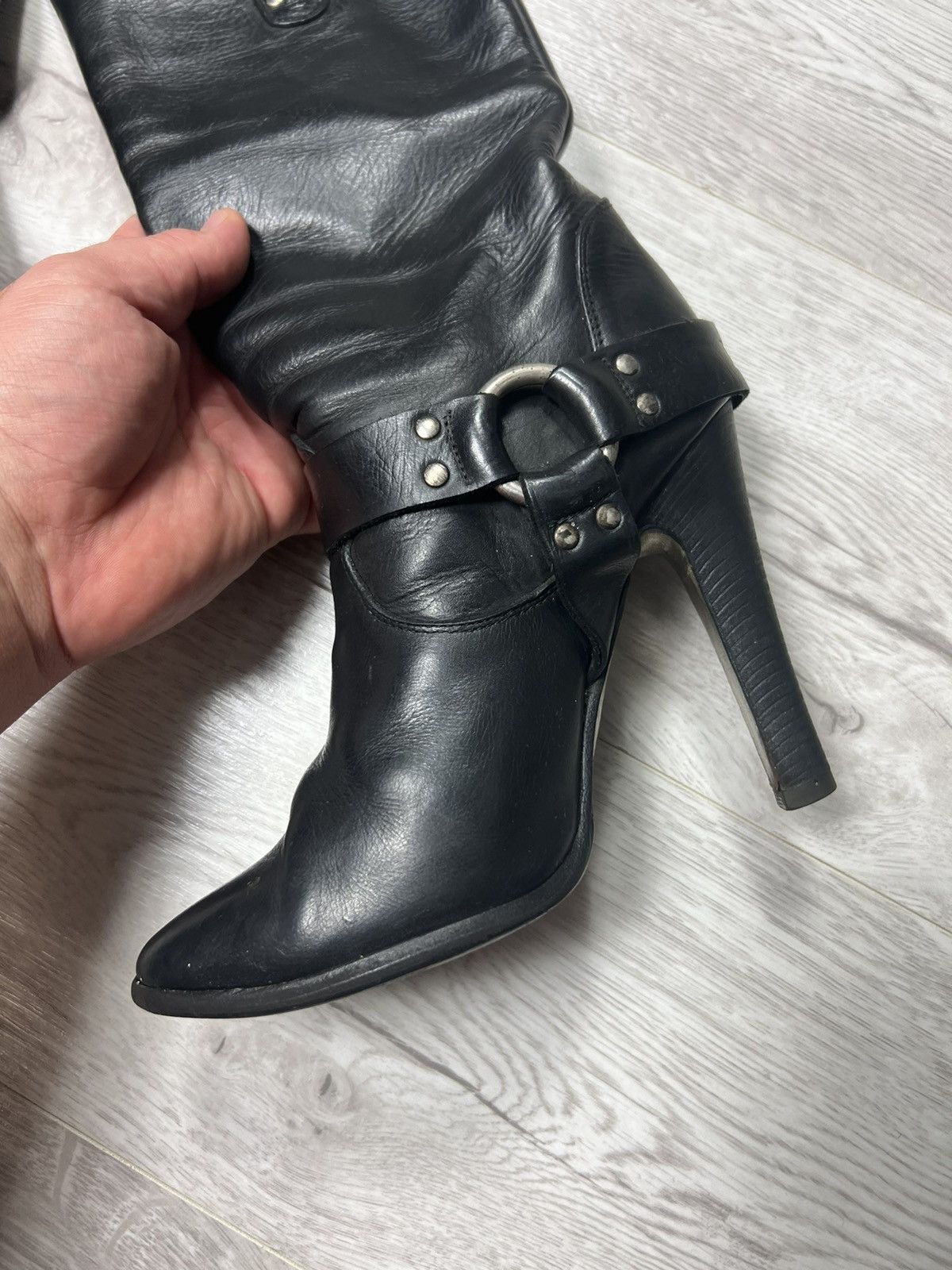 Dolce & Gabbana Dolce Gabbana Black Leather High Heel Boots D&G Y2K Style Size US 7.5 / IT 37.5 - 15 Thumbnail