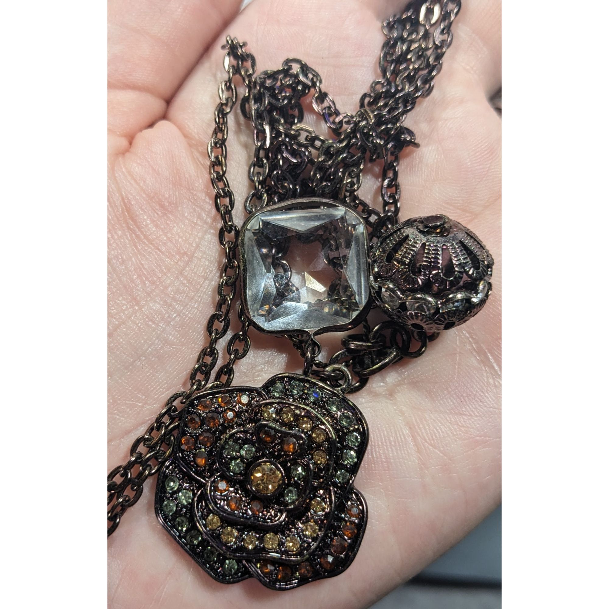 Other Steampunk Floral Gemmed Cluster Pendant Necklace Size ONE SIZE - 4 Thumbnail