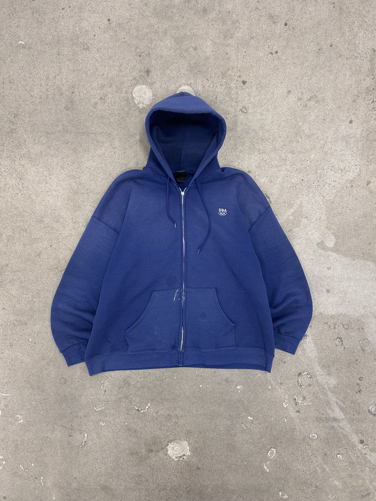 USA Olympics Vintage 90s USA Olympics Sun faded zip up hoodie size xxarge Size US XXL / EU 58 / 5 - 1 Thumbnail
