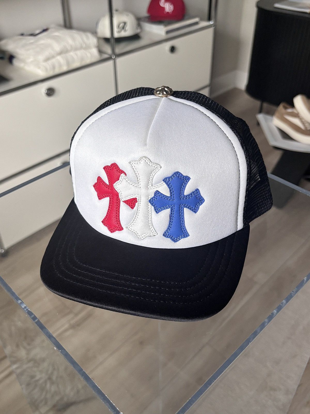 Chrome Hearts JULY 4th | BLUE + RED LEATHER CROSS PATCH HAT Size ONE SIZE - 2 Thumbnail