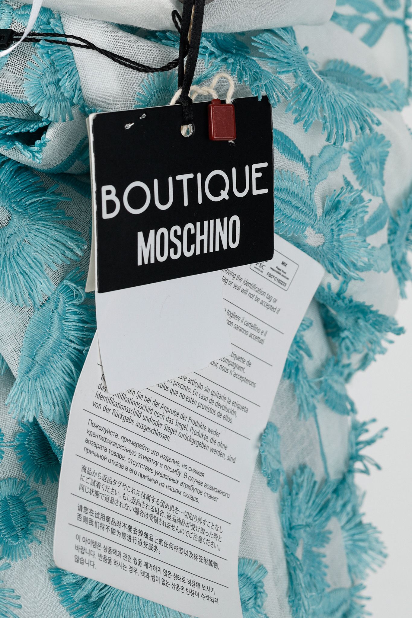 Boutique Moschino Boutique Moschino White & Blue Floral-Embroidered Maxi Dress Size M / US 6-8 / IT 42-44 - 9 Thumbnail