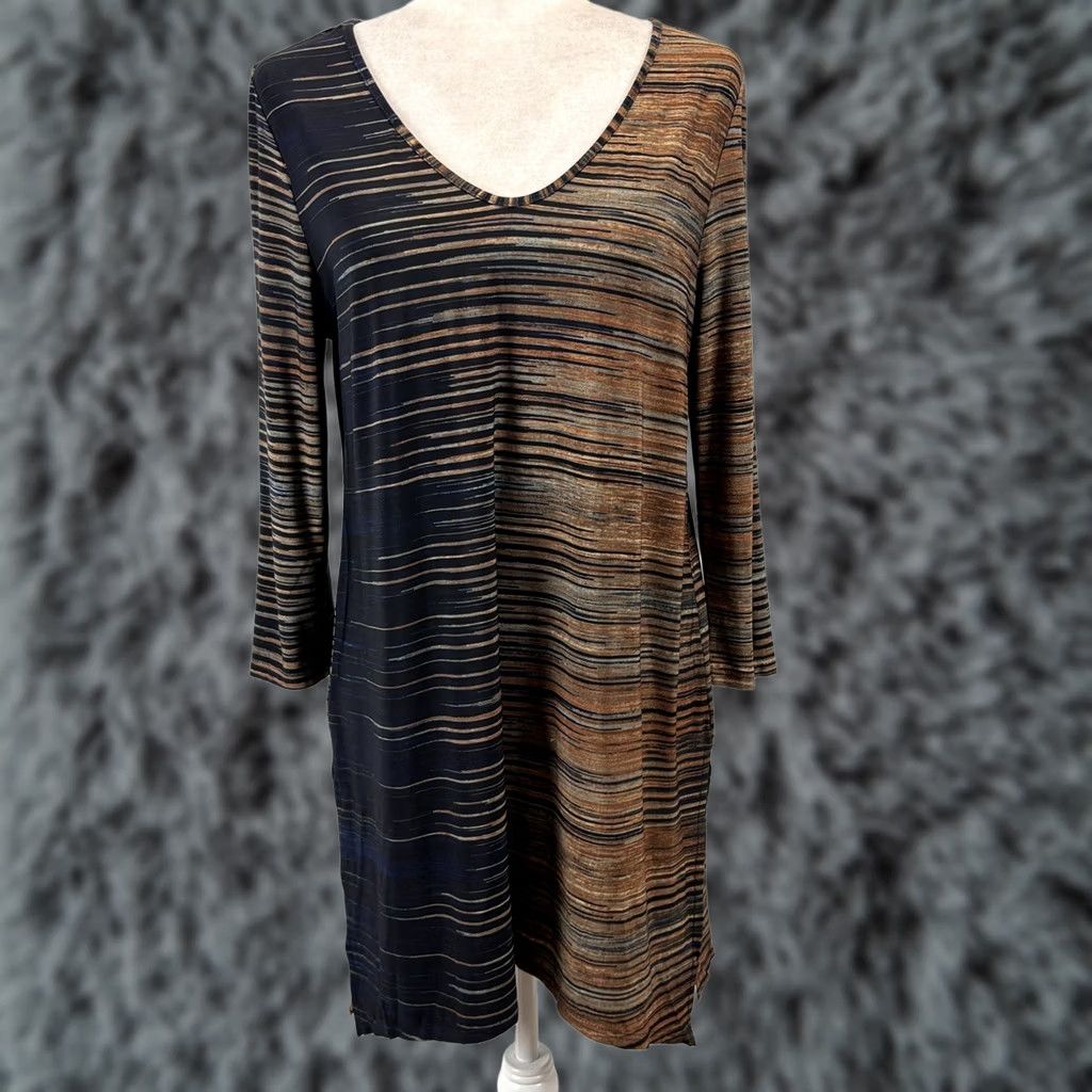 Vintage Clara Sun Woo Tunic Top Womens M Black Brown Gray Stretchy Asymmetrical USA Made Size M / US 6-8 / IT 42-44 - 1 Thumbnail