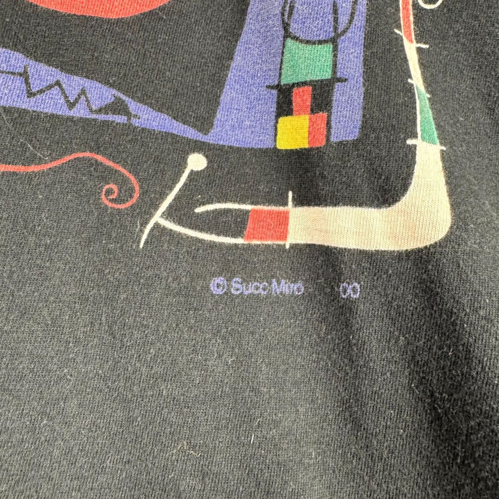 Vintage VINTAGE Joan Succ Miro T-Shirt Graphic Print Shirt Men L Black Cotton Crew Neck Short Sleeve 1990s 2000s RARE Size US L / EU 52-54 / 3 - 5 Thumbnail