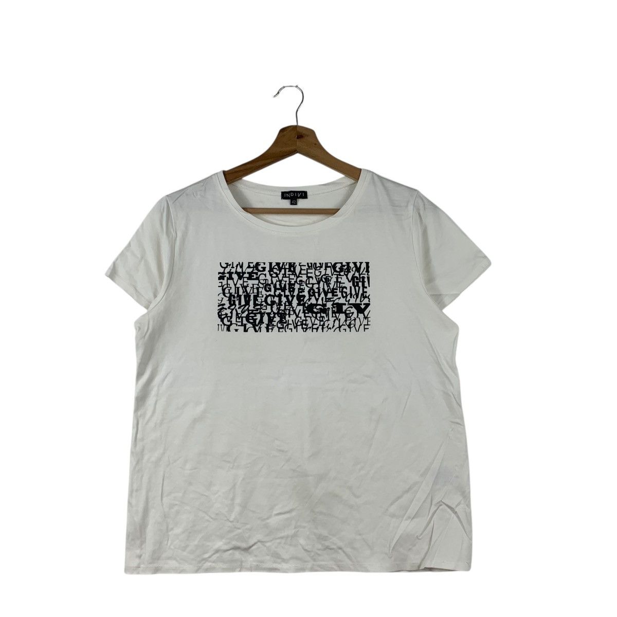 Vintage INDIVI JAPAN Give And Give Again Artwork Tee Shirt
