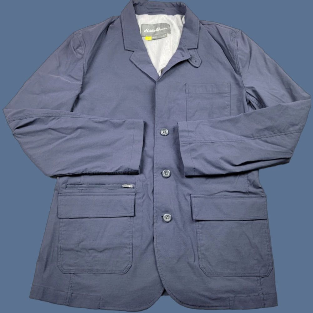 Eddie Bauer Eddie Bauer Travex Jacket Mens 44 Blue Button Close Performance Blazer Outdoor Shirt Jacket Windbreaker Size 44R - 1 Thumbnail