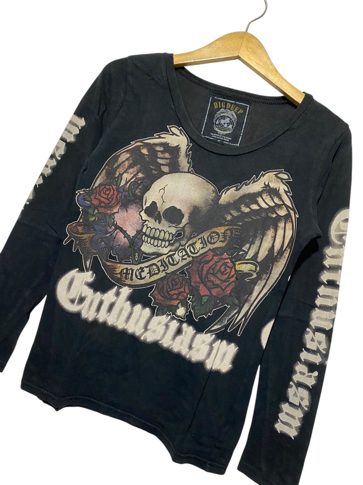 14th Addiction × Beauty Beast × KMRii Vintage Rare DigDeep Wing Skull longsleeve Size US S / EU 44-46 / 1 - 1 Thumbnail