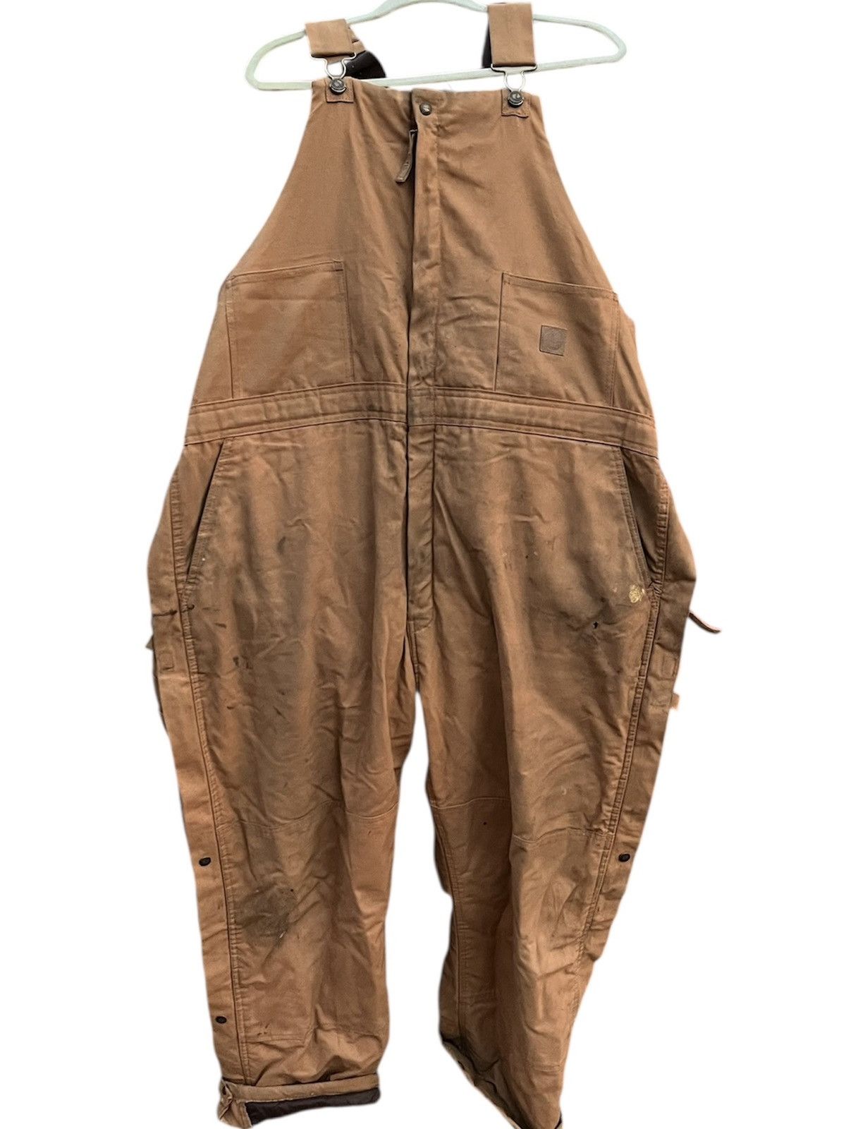 Carhartt Berne Tan Duck Bib Work Worn Overalls Workwear Size XXL Size US 41 - 1 Thumbnail