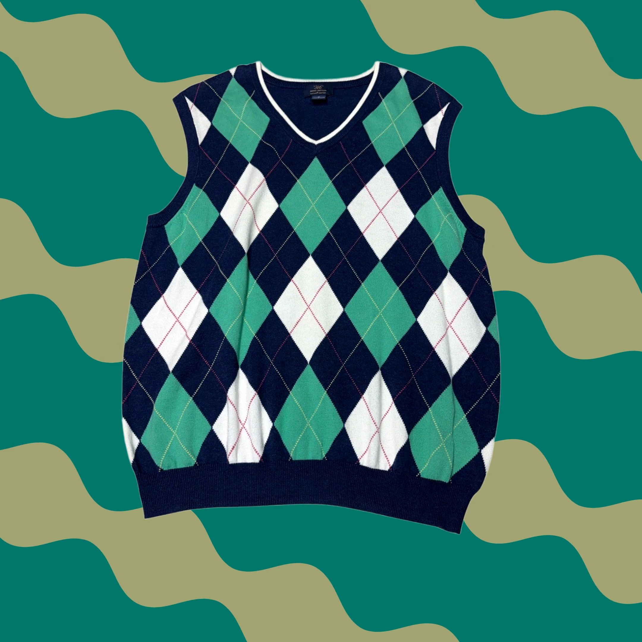 Brooks Brothers VINTAGE Brooks Brothers 346 Mens Argyle Sweater Vest Supima Cotton Navy Blue Green M Size US M / EU 48-50 / 2 - 1 Thumbnail