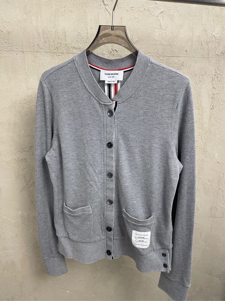 Thom Browne Thom Browne Gray cardigan jacket with colored stripes on t Size M / US 6-8 / IT 42-44 - 3 Thumbnail