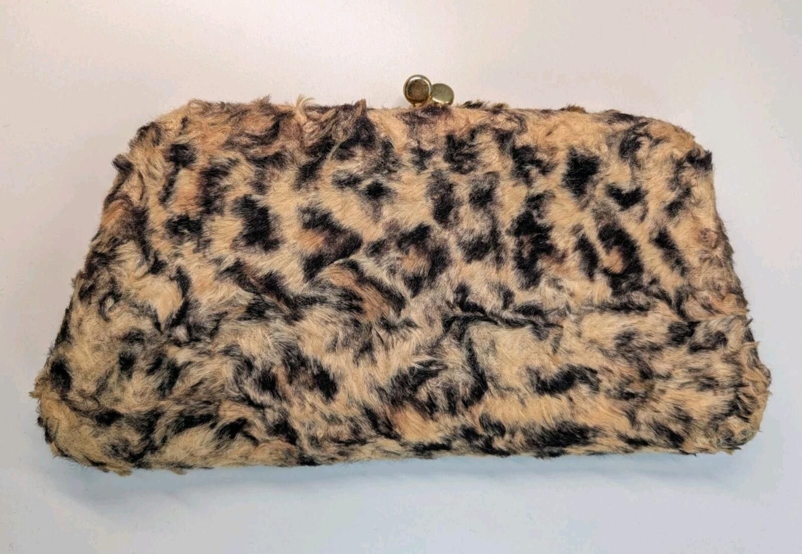 Grayers Vintage Garay Faux Fur Leopard Print Clutch Purse 60/70s USA Size ONE SIZE - 2 Thumbnail
