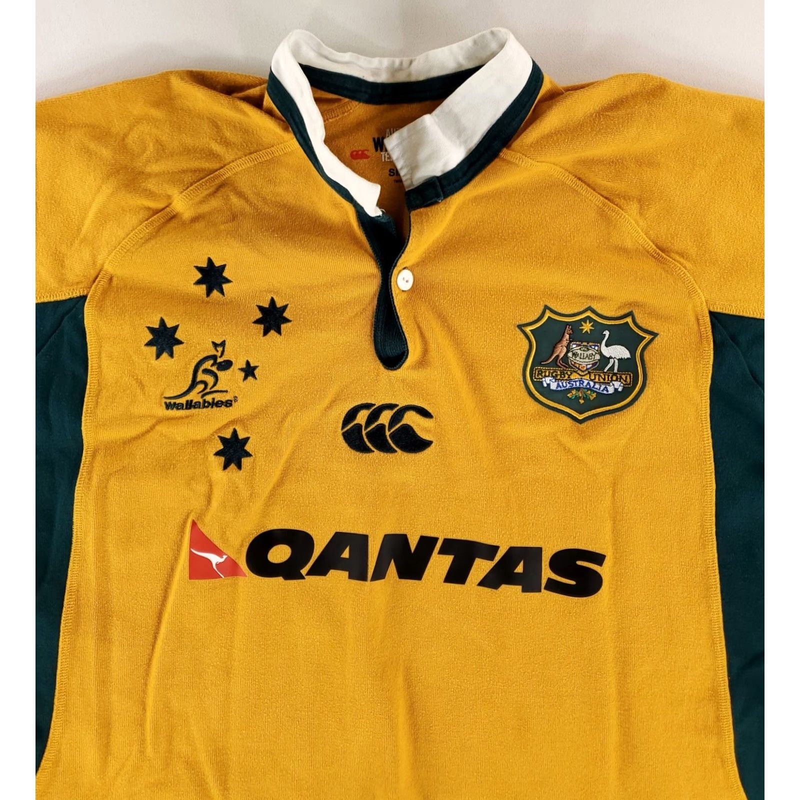 Vintage CCC Wallabies Authentic Rugby Shirt Polo Short Sleeve Quantas Australia Mens XL Yellow Size US XL / EU 56 / 4 - 2 Thumbnail
