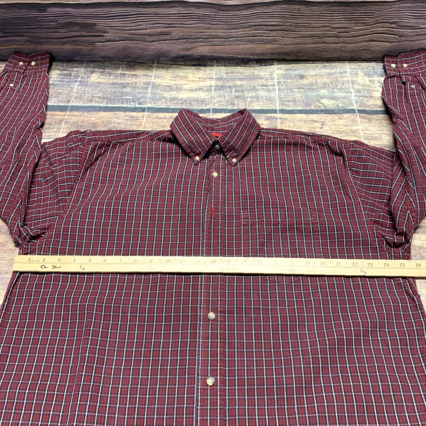 Wrangler Wrangler Mens Button-Down Western Shirt Red Plaid Size L Long Sleeve Size US L / EU 52-54 / 3 - 2 Thumbnail