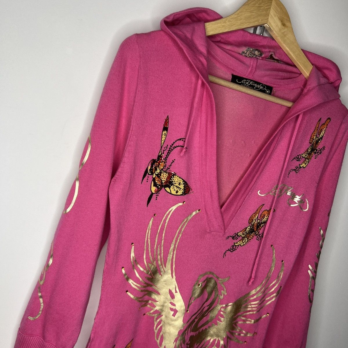 Christian Audigier × Ed Hardy × Vintage ED HARDY REFLECTIVE FULL PRINTED MINI DRESS Size M / US 6-8 / IT 42-44 - 6 Thumbnail