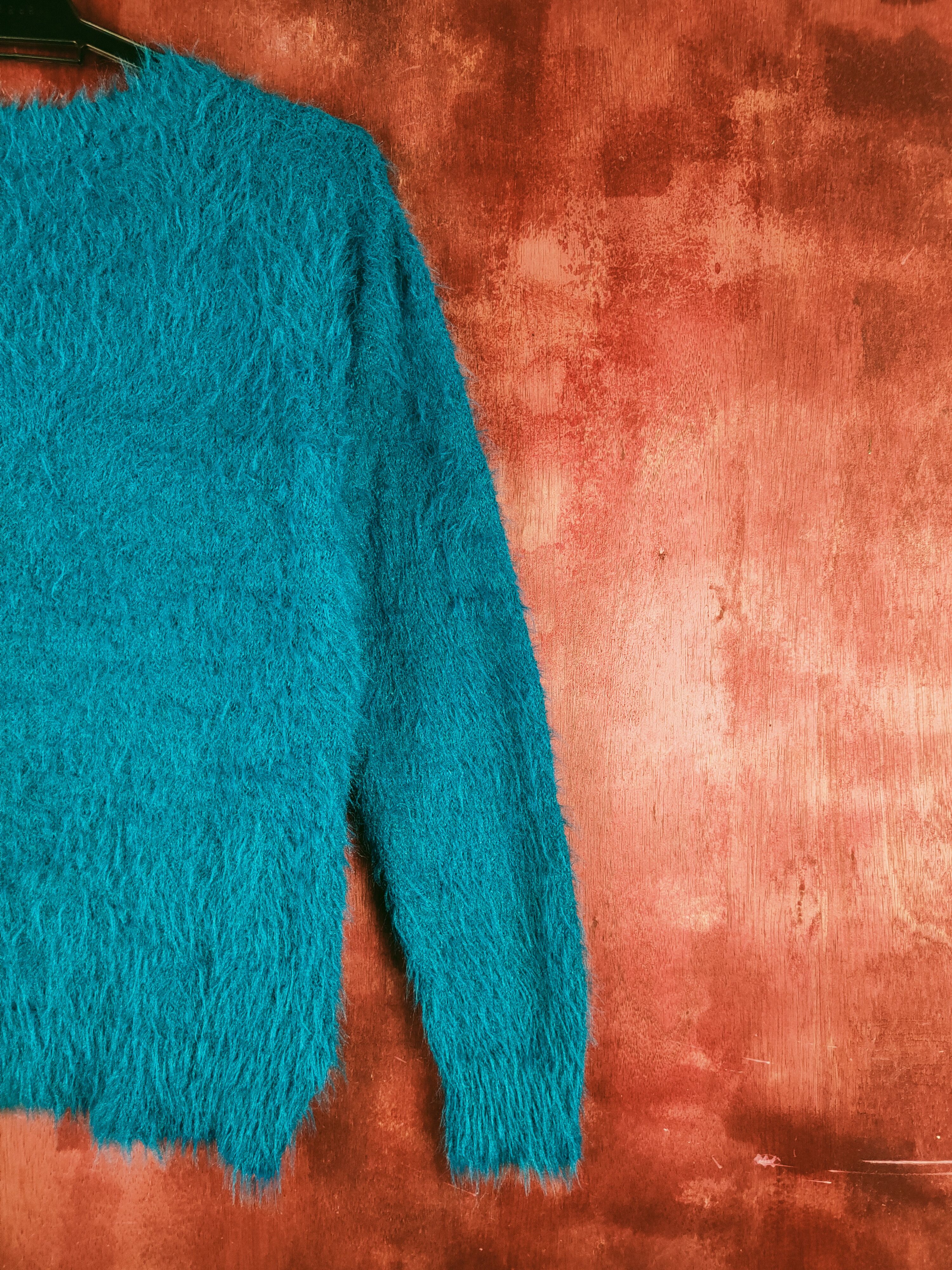 Japanese Brand × Vintage Hot Stuff 🔥 Khalita Turquoise Fur Mohair Knitwear Size L / US 10 / IT 46 - 9 Thumbnail