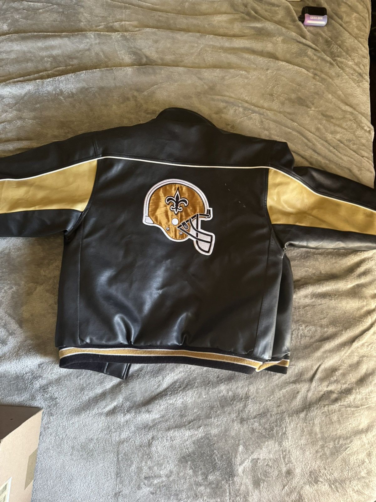 NFL × Vintage VINTAGE NFL NEW ORLEANS SAINTS BLACK LEATHER JACKET Size US XL / EU 56 / 4 - 8 Thumbnail