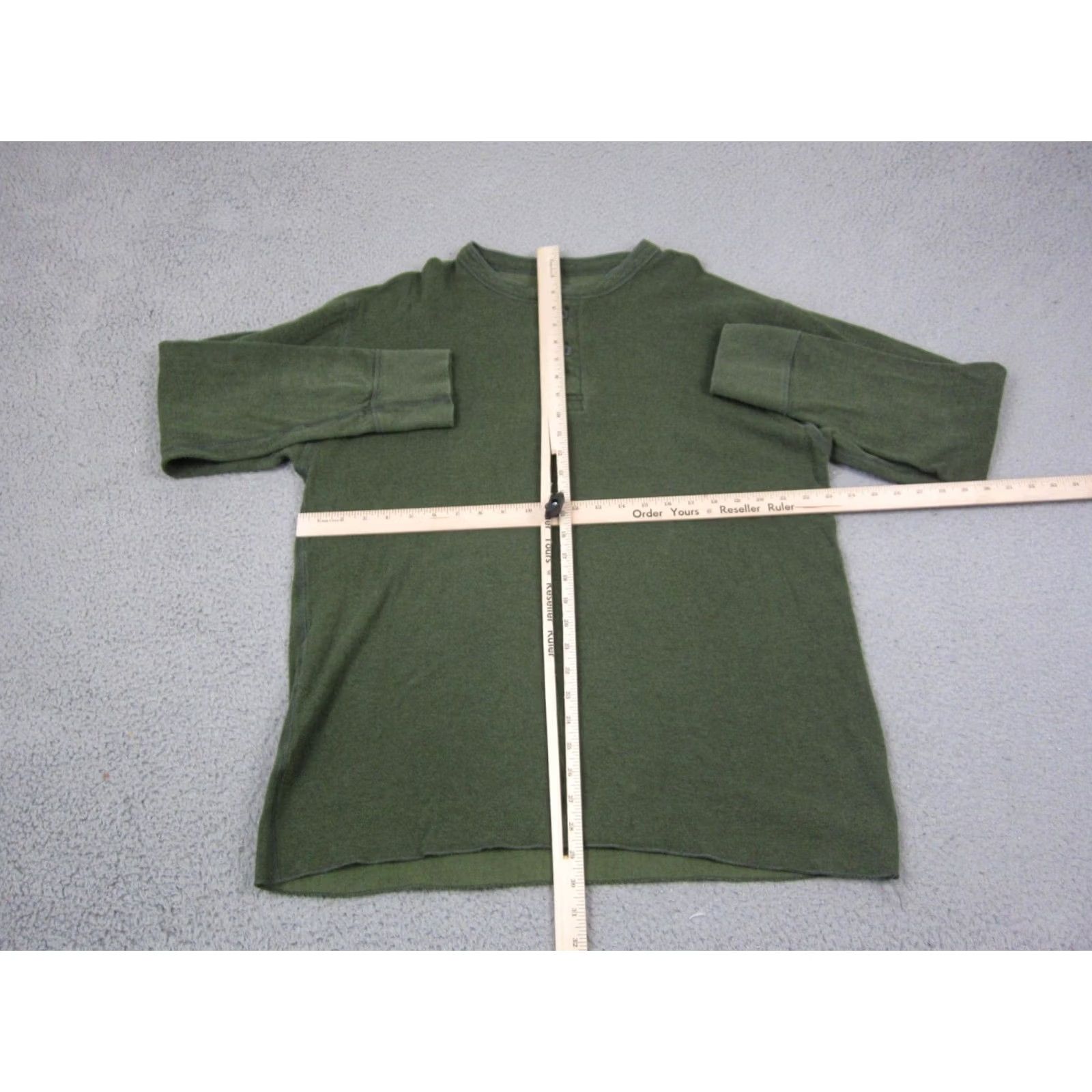 Vintage LL Bean Shirt Mens XL Green Two Layer River Drivers Henley Button Up Wool Cotton Knit Long Sleeve 90s Outdoor Casual Mens Size US XL / EU 56 / 4 - 4 Thumbnail