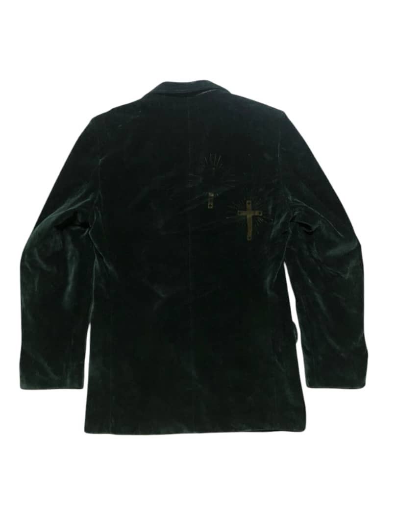 N.Hoolywood N.Hoolywood Green Velvet Blazer Cross Printed Deaign Size US S / EU 44-46 / 1 - 2 Thumbnail