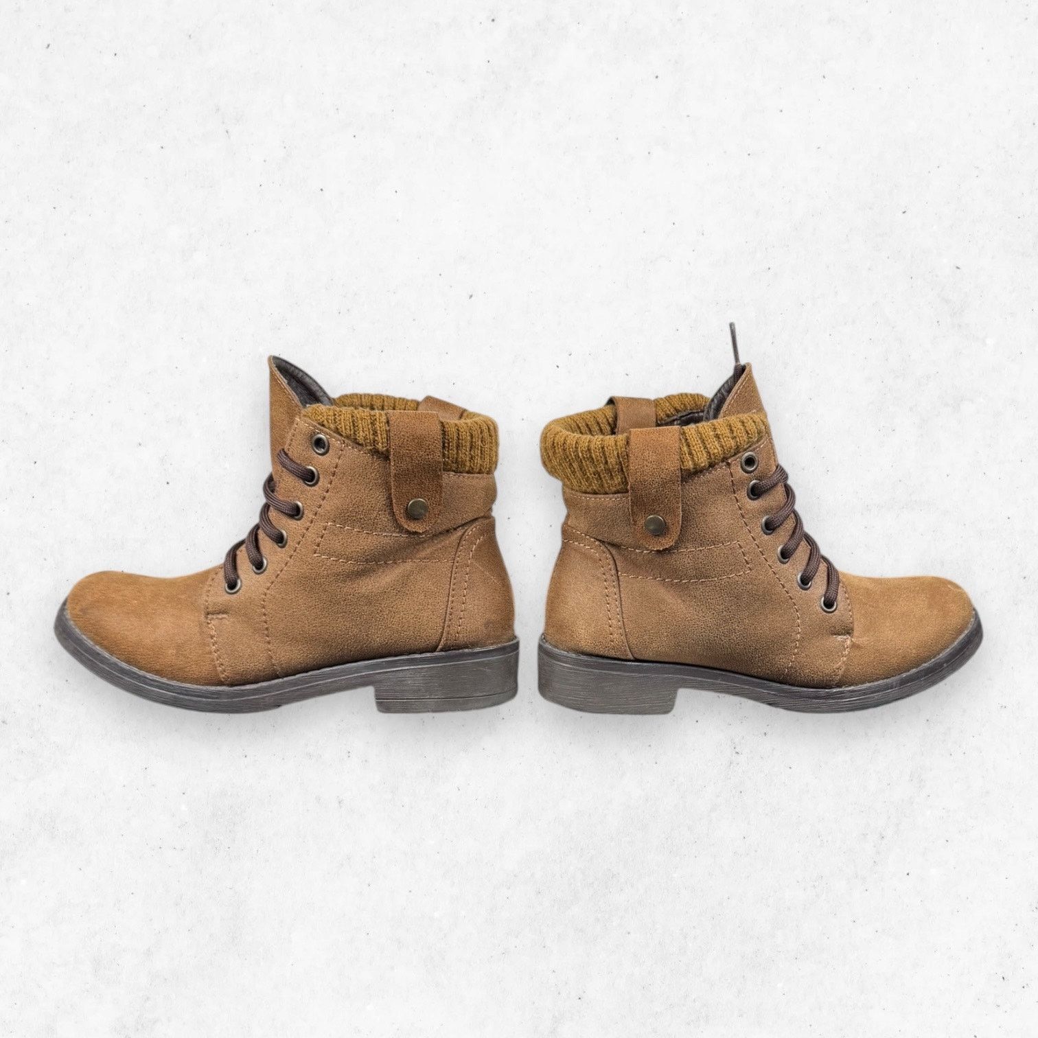 Other Urban CKlass Tan Brown Knit Cuff Lace Up Combat Boots Sz 7 Size US 7 / IT 37 - 8 Thumbnail