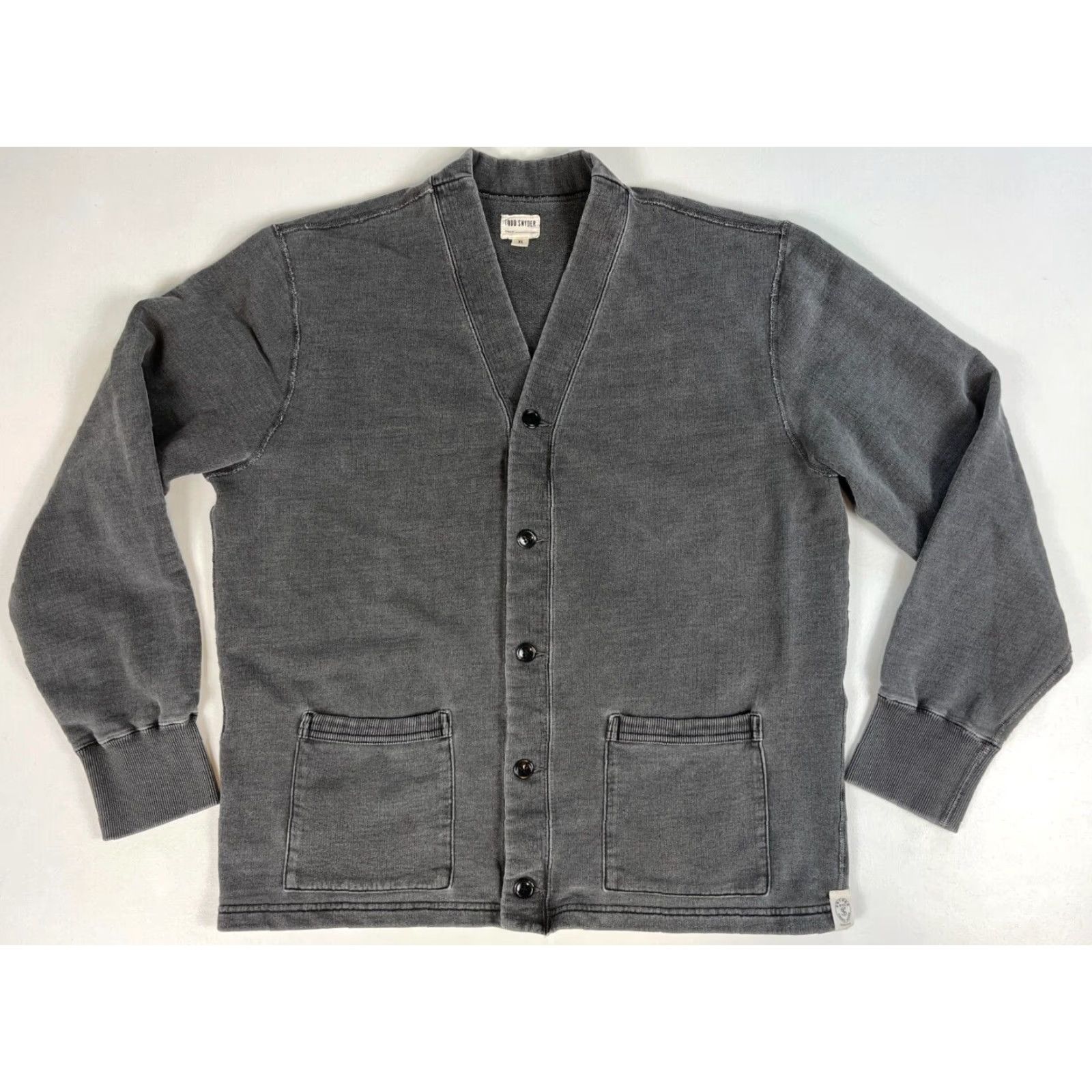 Todd Snyder Todd Snyder Men's Cardigan Sweatshirt Shirt XL Gray 100% Cotton French Terry V-Neck Buttoned Knit Size US XL / EU 56 / 4 - 2 Thumbnail
