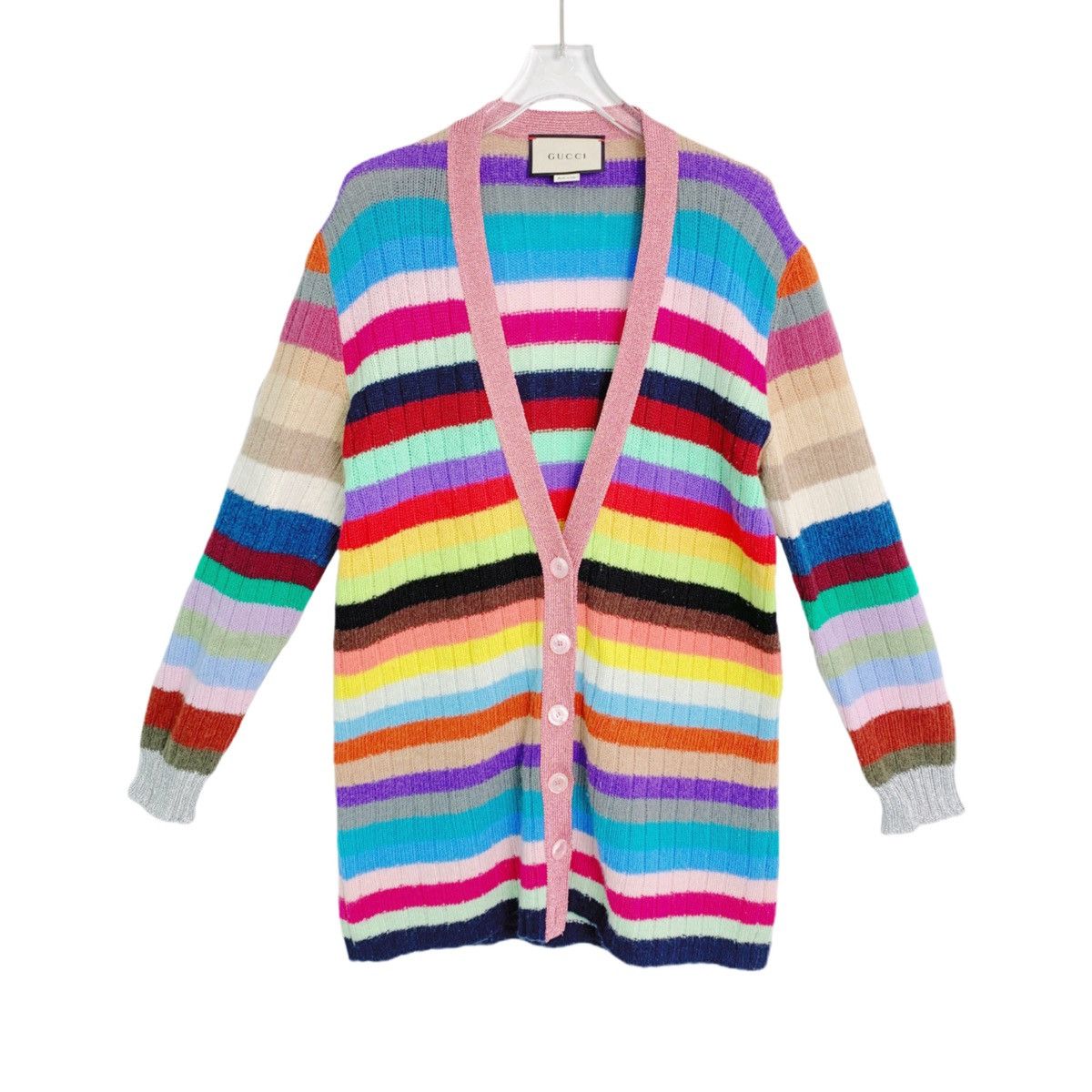Gucci Gucci Colorful Striped Long Sleeve Knit Cardigan Coat K26WX Size S / US 4 / IT 40 - 1 Thumbnail