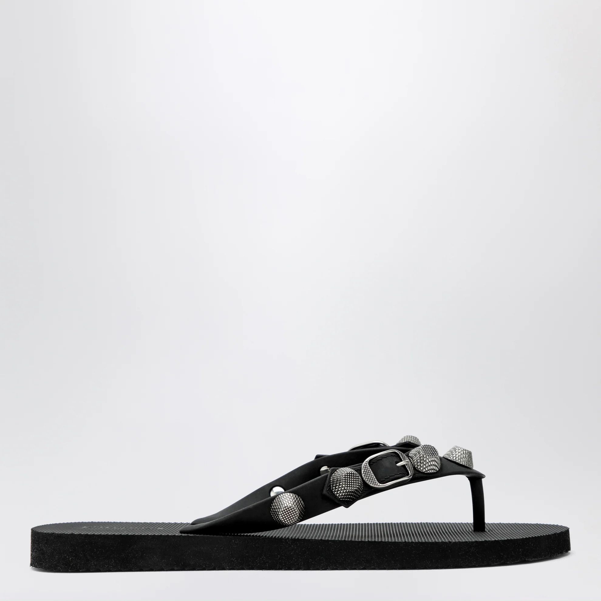 Balenciaga o1d2blof0426 Cagole Rubber Thong Slides in Black Size US 6 / IT 36 - 1 Thumbnail