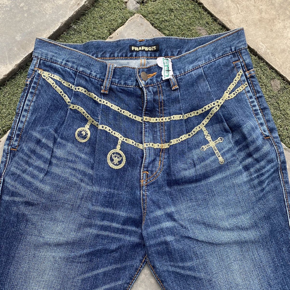Frapbois × Issey Miyake × Japanese Brand Frapbois By Issey Miyake Chain Belt Print Blue Jeans Size US 33 - 1 Thumbnail