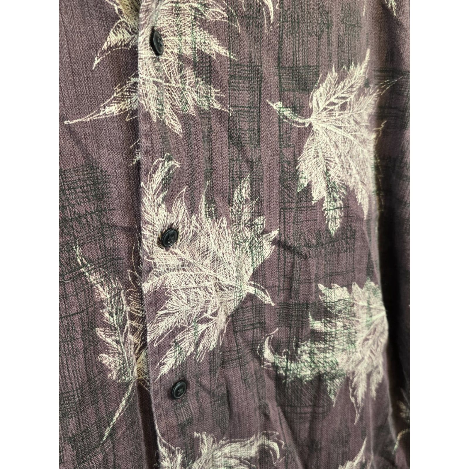 Chaps Chaps Men’s Long Sleeve Button-Up Flannel Shirt W/Leaf Design - Size L - Purple, 43-45 Chest - Cotton, Regular Fit, Fall/Winter, Men Size US L / EU 52-54 / 3 - 3 Thumbnail