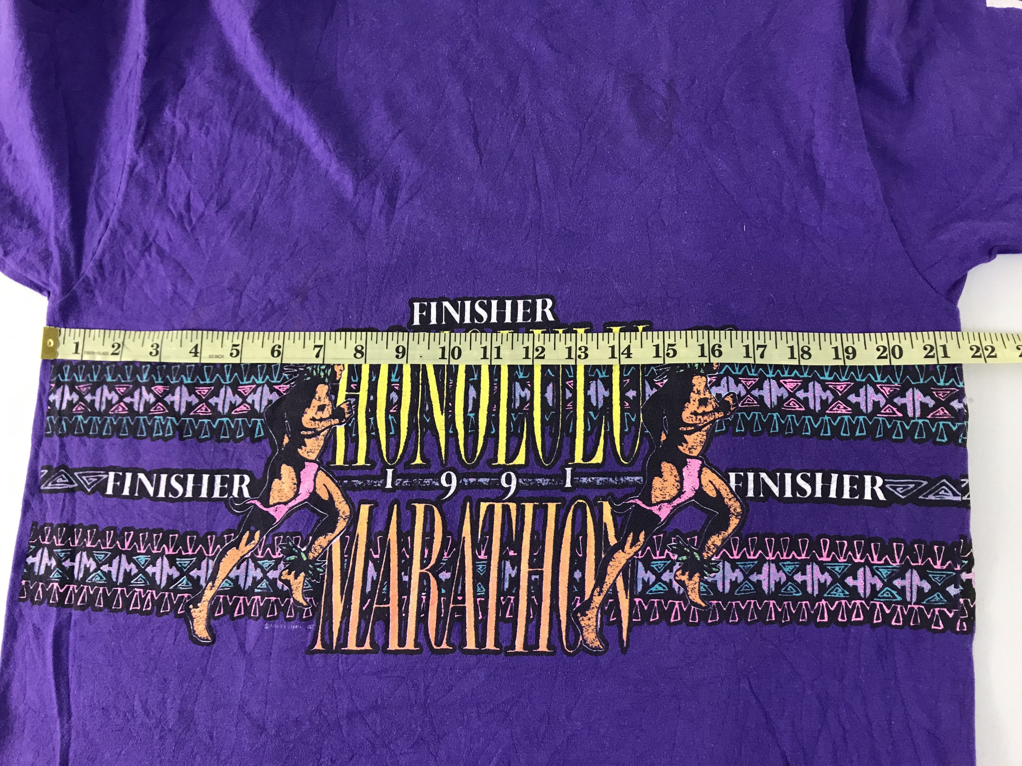 Hanes 90s JAL Finisher Honolulu Marathon 1991 Running Tee T-shirt Size US L / EU 52-54 / 3 - 9 Thumbnail