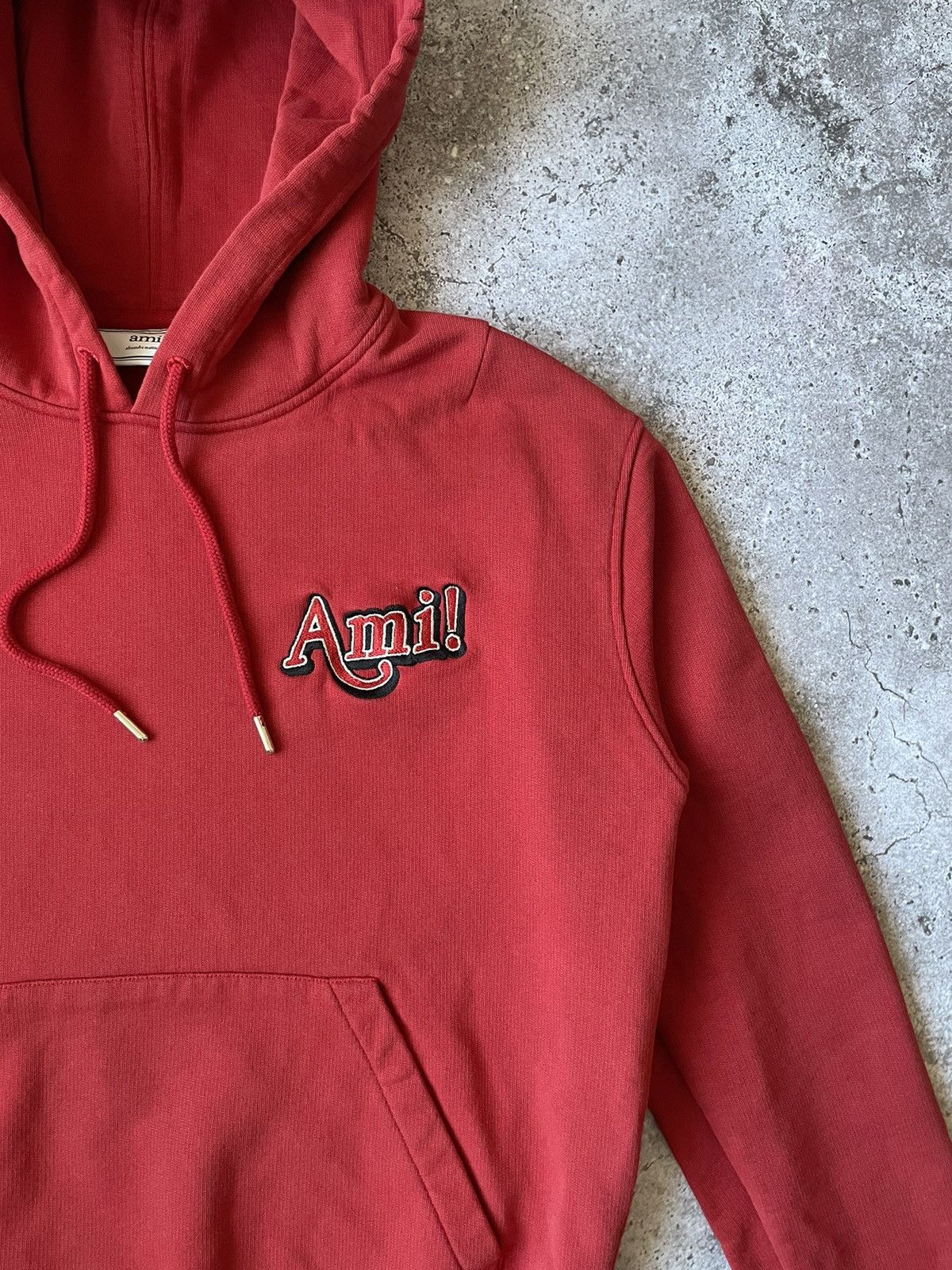 AMI 🔥 AMI Paris Red Hoodie "Ami!" Logo Embroidered Size US M / EU 48-50 / 2 - 2 Thumbnail