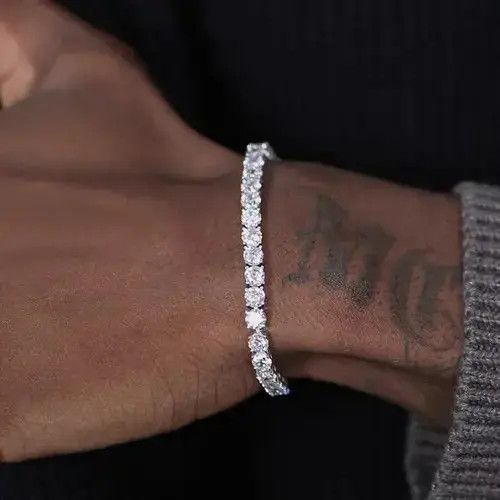 Jewelry × Vintage Cubic Zirconia Mens Crystal Chain on The Hand Size ONE SIZE - 3 Thumbnail