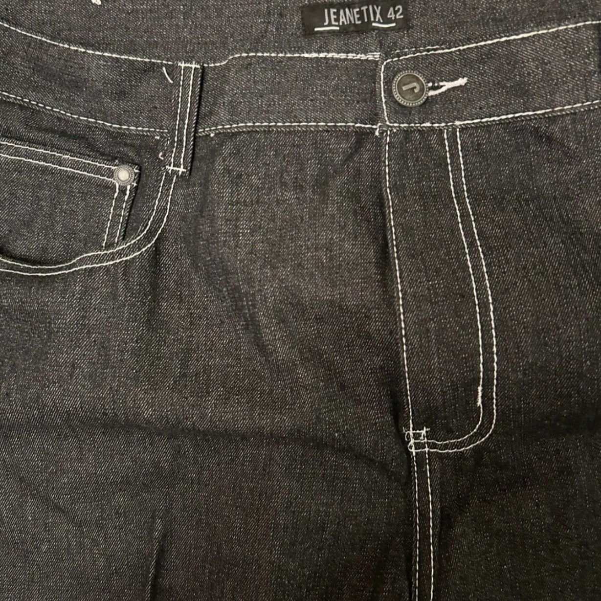 Vintage VINTAGE Jeane Tix JNCO Baggy Hip Hop Skater Grunge Jeans Shorts Mens SZ 42 Jorts Black Dark Pockets Logo 42 Regular Mens Size US 42 / EU 58 - 3 Thumbnail