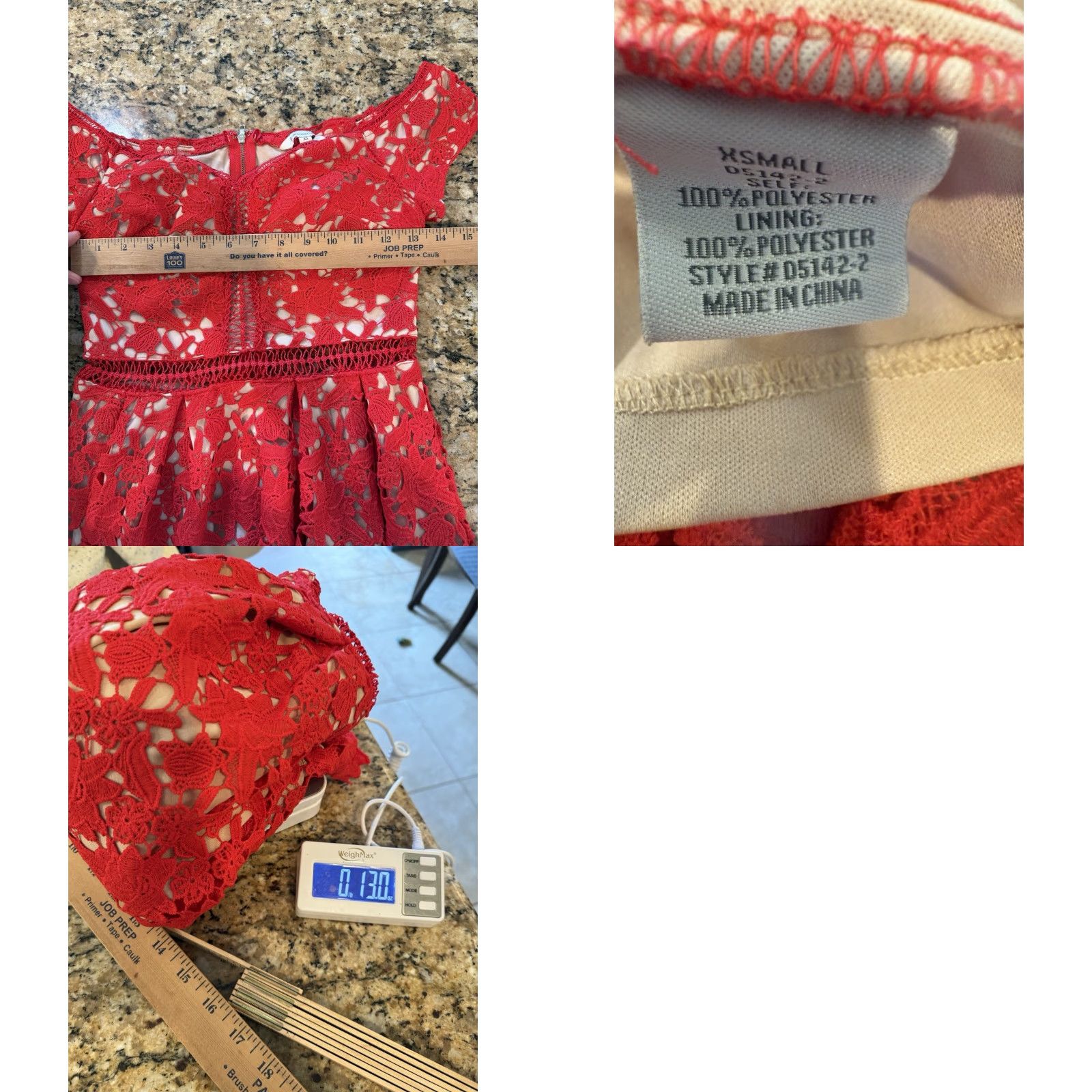 Vintage Francesca's Red Lace Beverly off Shoulder fit flare Cocktail Party Dress XS Womens Size XS / US 0-2 / IT 36-38 - 8 Thumbnail