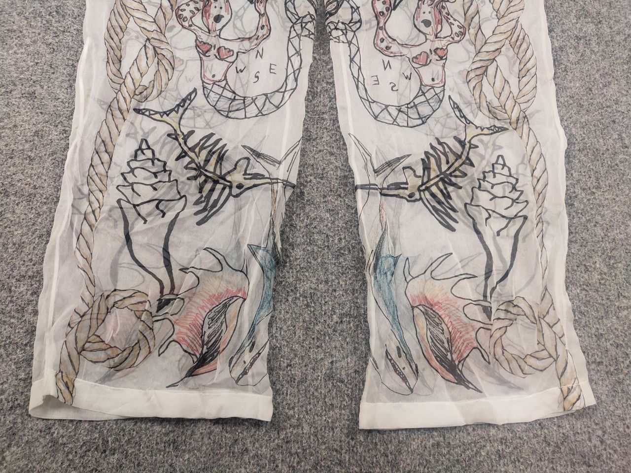Burberry Rare Burberry By Marine Sketch Print Layered Silk Pants Size US 32 / EU 48 - 10 Thumbnail