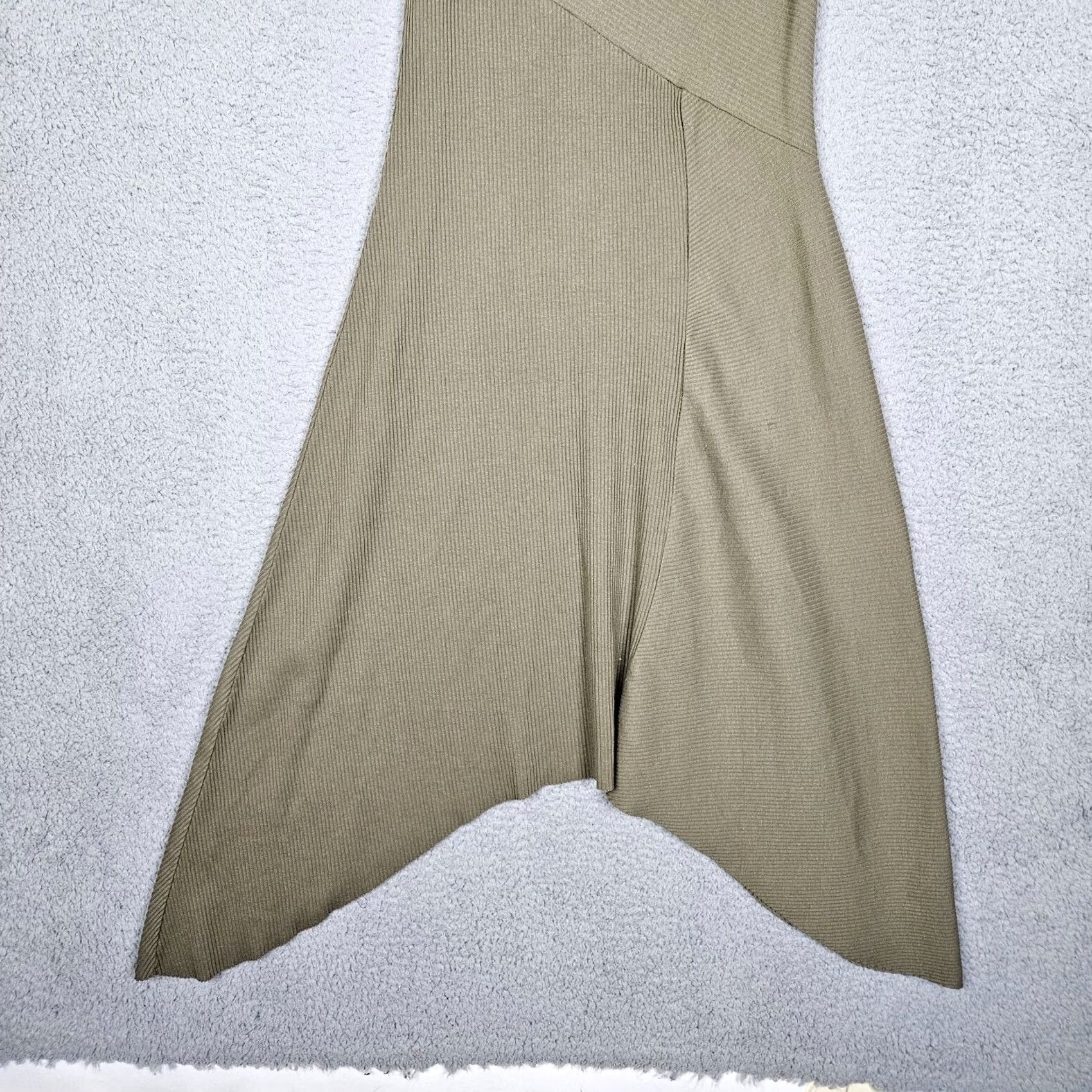 Allsaints ALLSAINTS Gia Rib Midi Green Asymmetric Hem Sleeveless Dress Women's 8 Size M / US 6-8 / IT 42-44 - 6 Thumbnail
